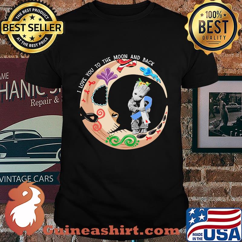 Nightmare i love to the moon and back baby groot hug cancer awareness s Unisex