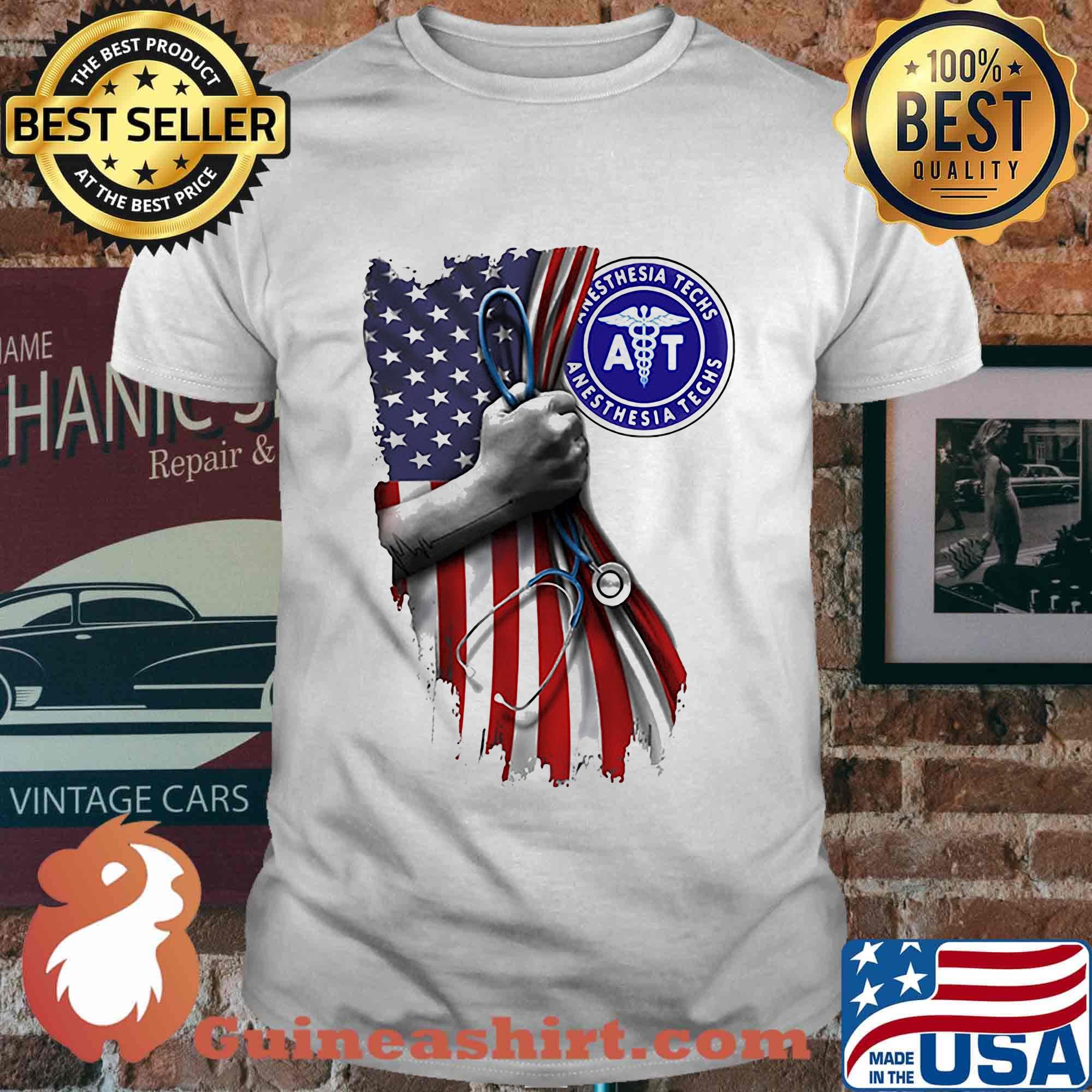 Nurse anesthesia techs american flag independence day shirt