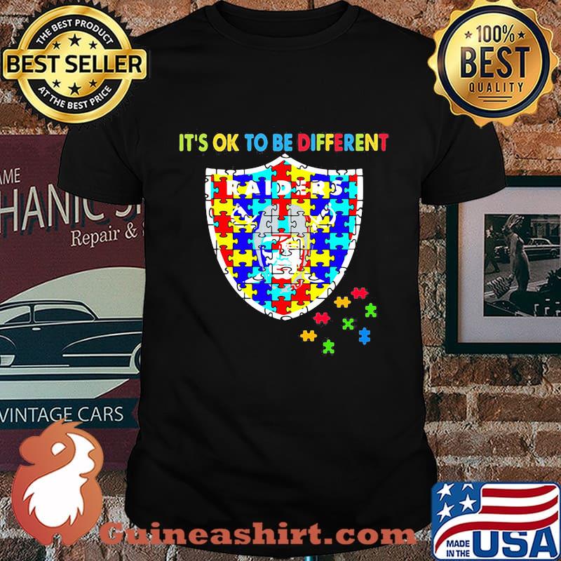 Oakland raiders it's ok to be different autism awareness shirt