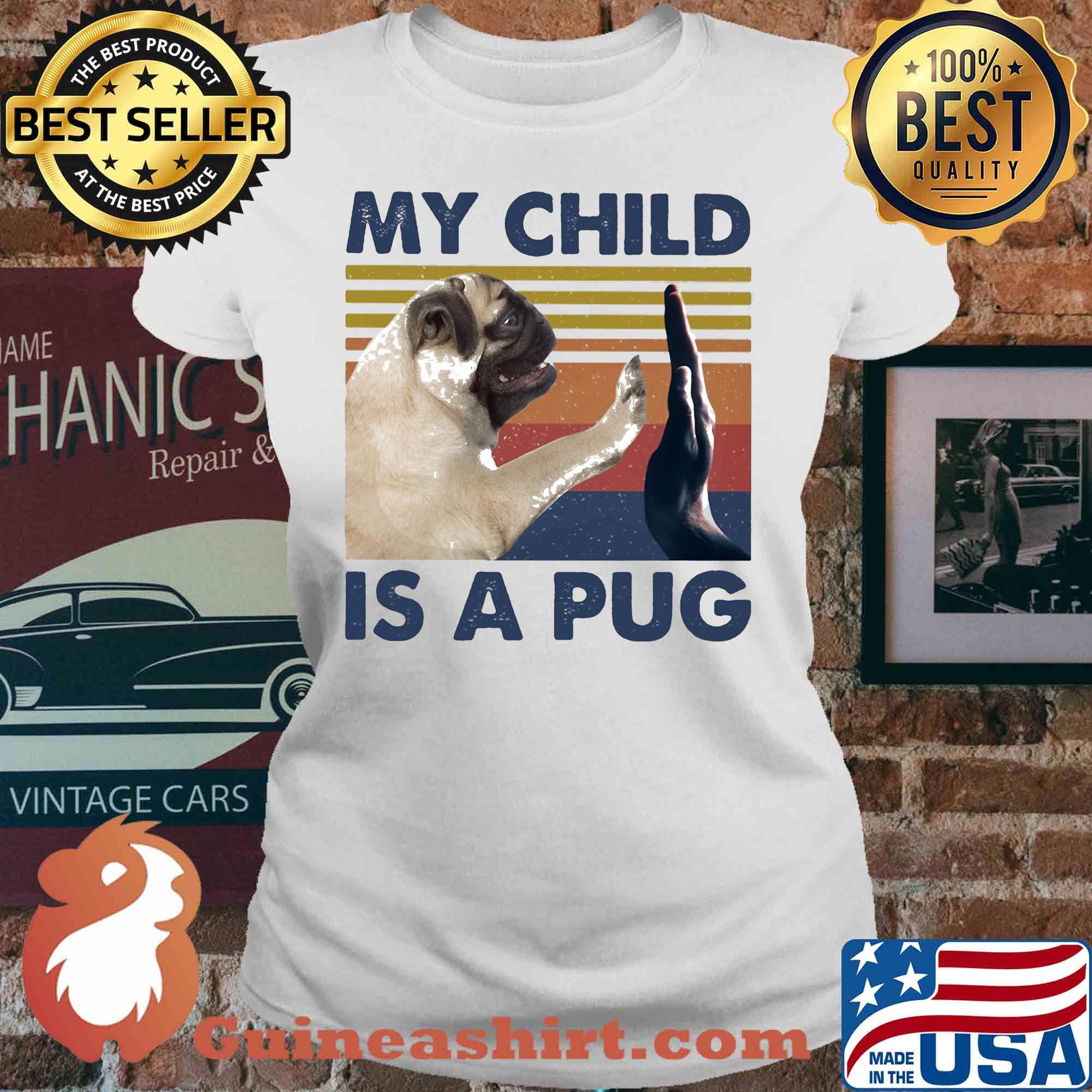 Official my child is a pug vintage s V-neck
