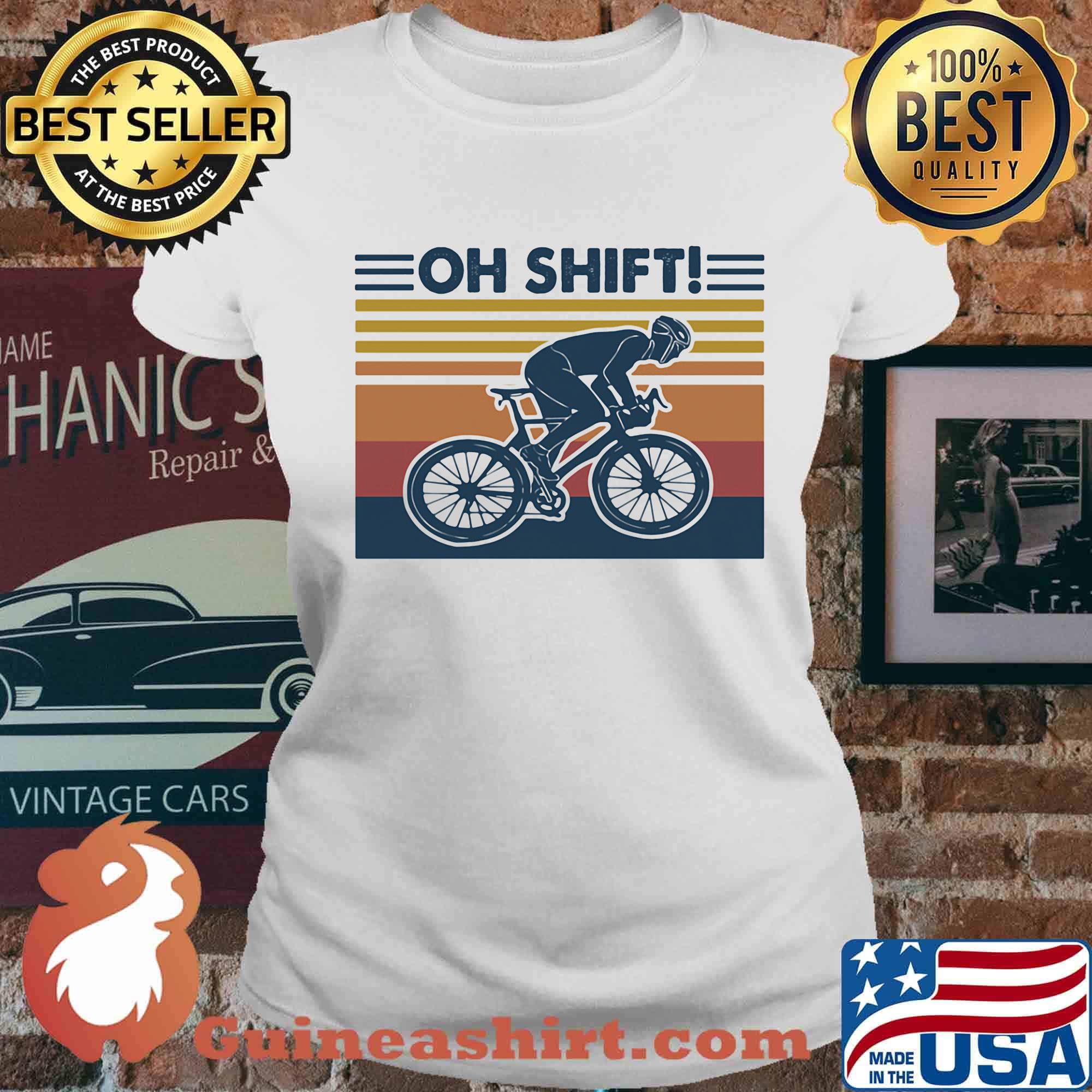 Oh Shift Bicyclist Vintage Retro Shirt Ladies tee