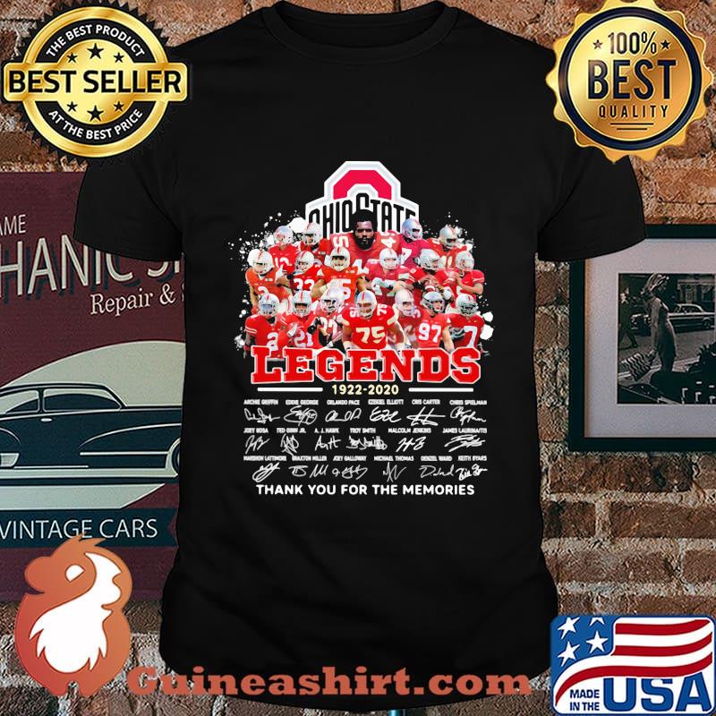 Ohio state buckeyes legends 1922 2020 thank you for the memories signatures shirt