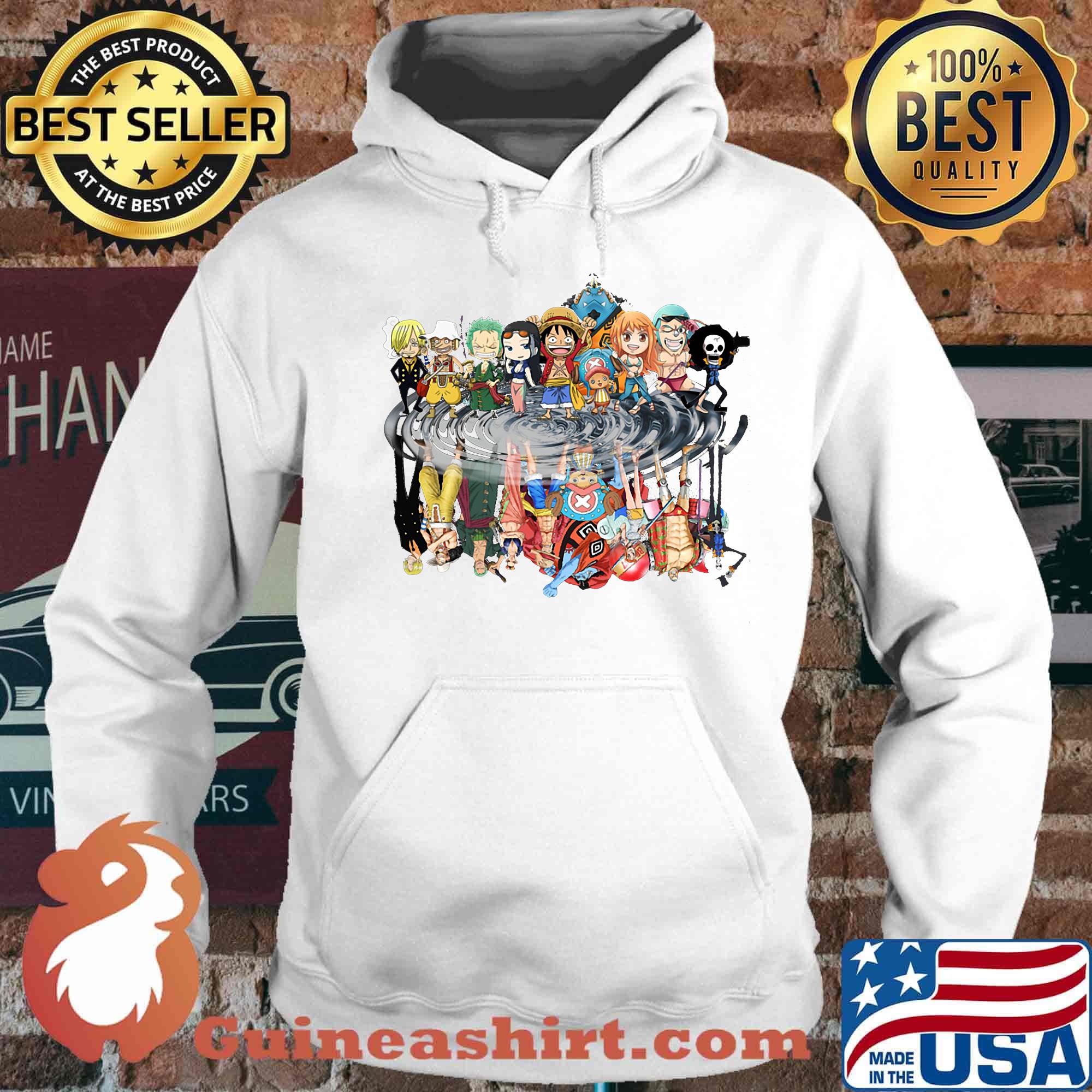 One piece cartoon chibi characters water reflection s Hoodie