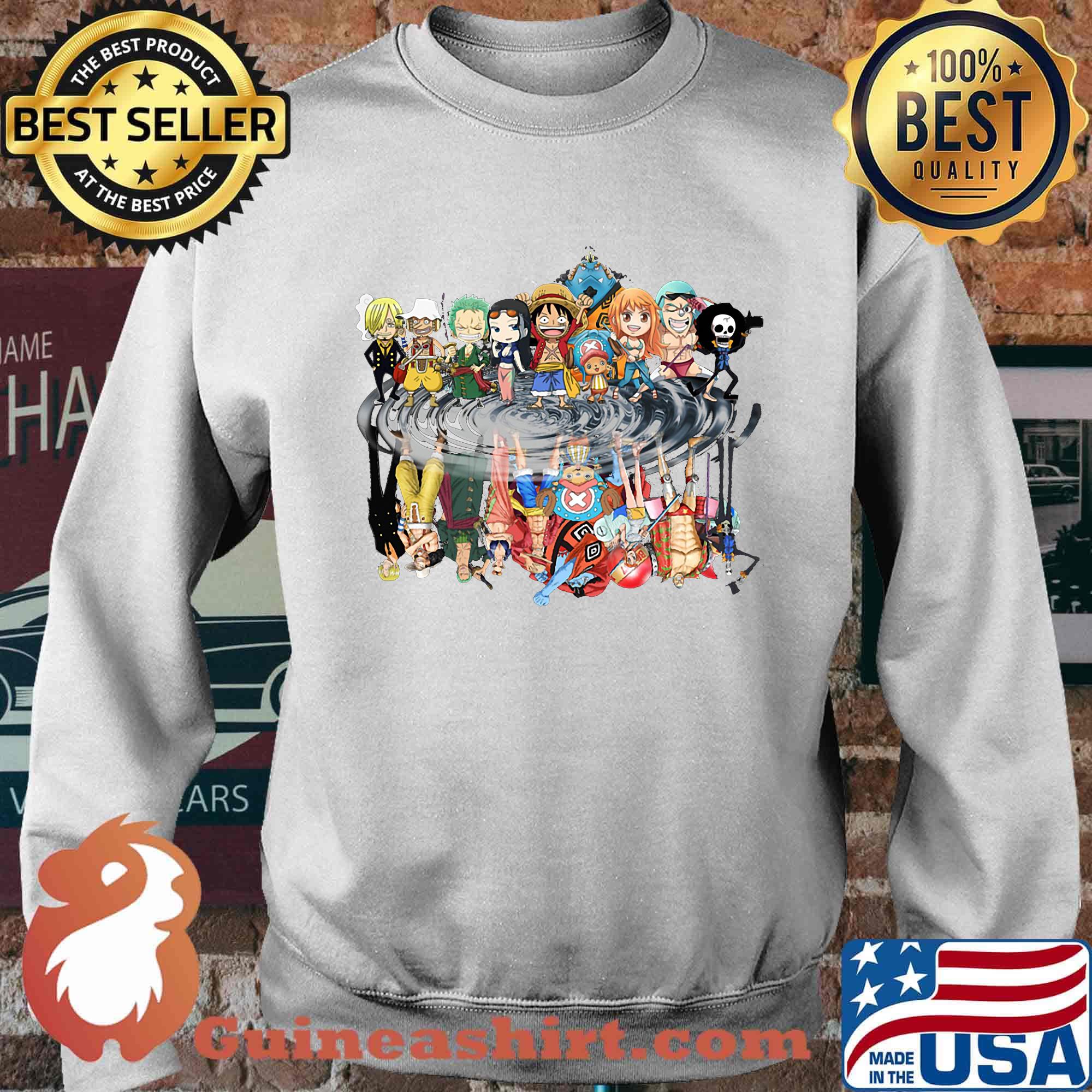 One piece cartoon chibi characters water reflection s Sweater