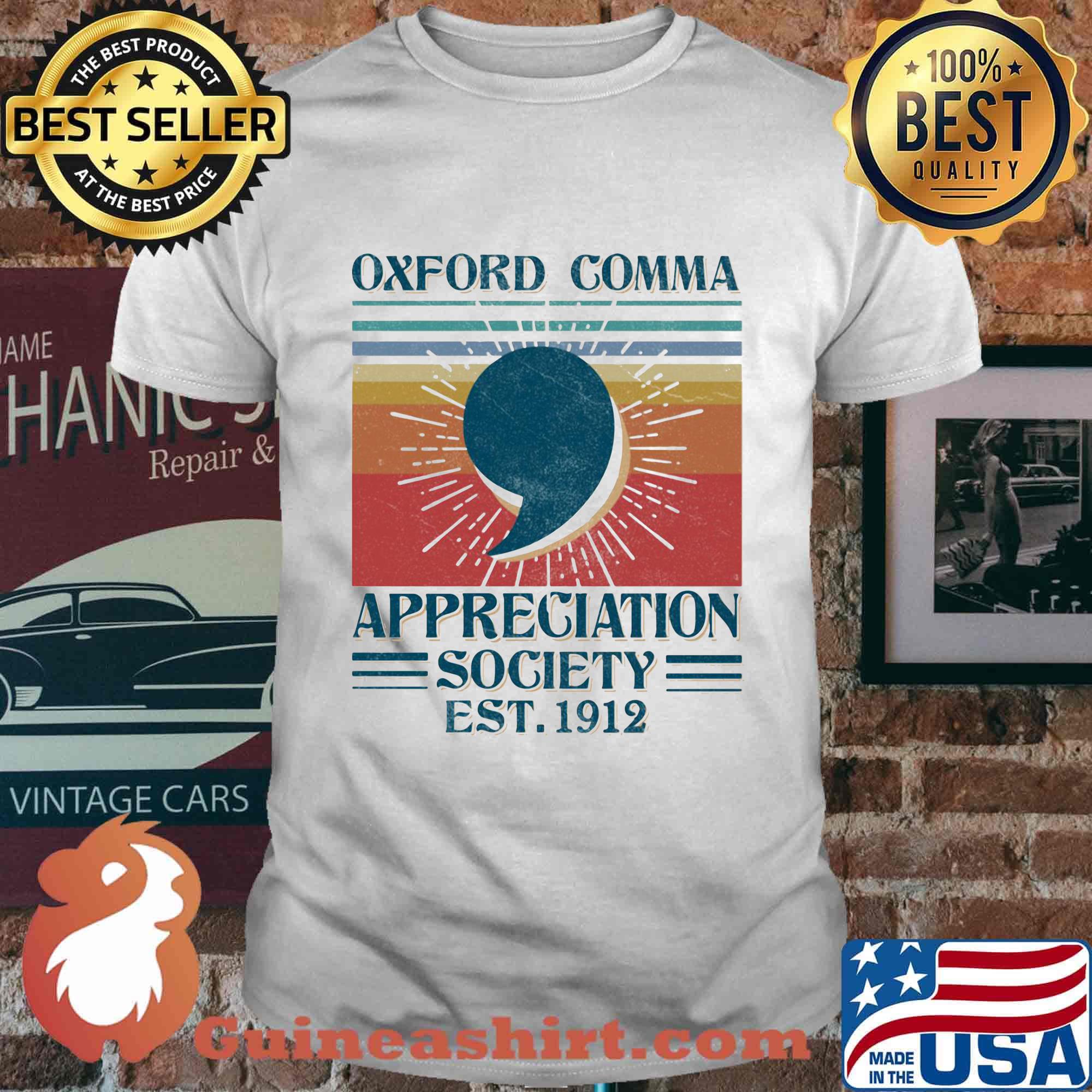 Oxfrord Comma Appreciation Society Est 1912 Vintage Retro Shirt