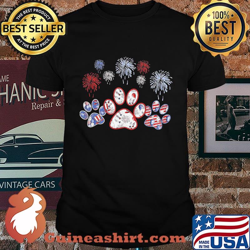 Paws dog firework america 4th of july independence day shirt