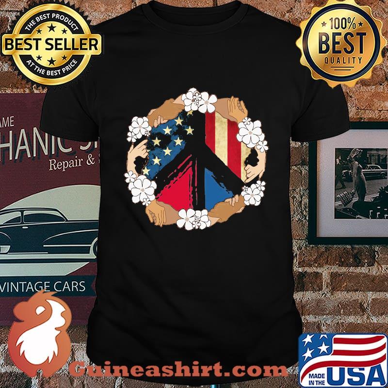 Peace juneteenth freedom day american flag independence day flowers shirt