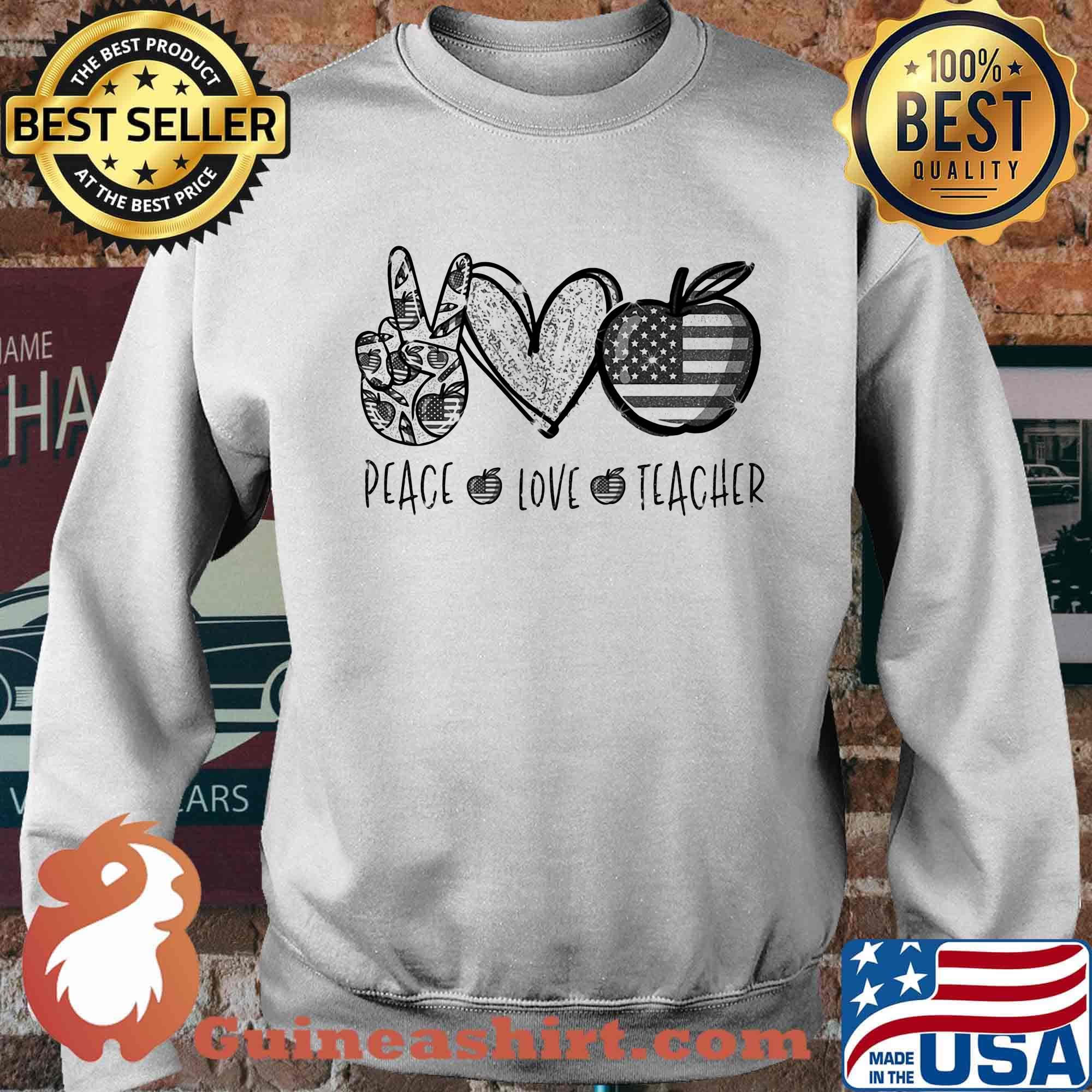 Peace love teacher american flag independence day s Sweater