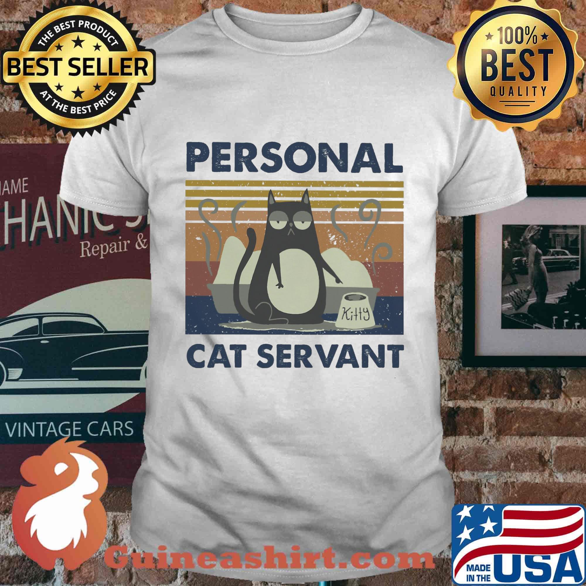 Personal cat servant kitty vintage retro shirt