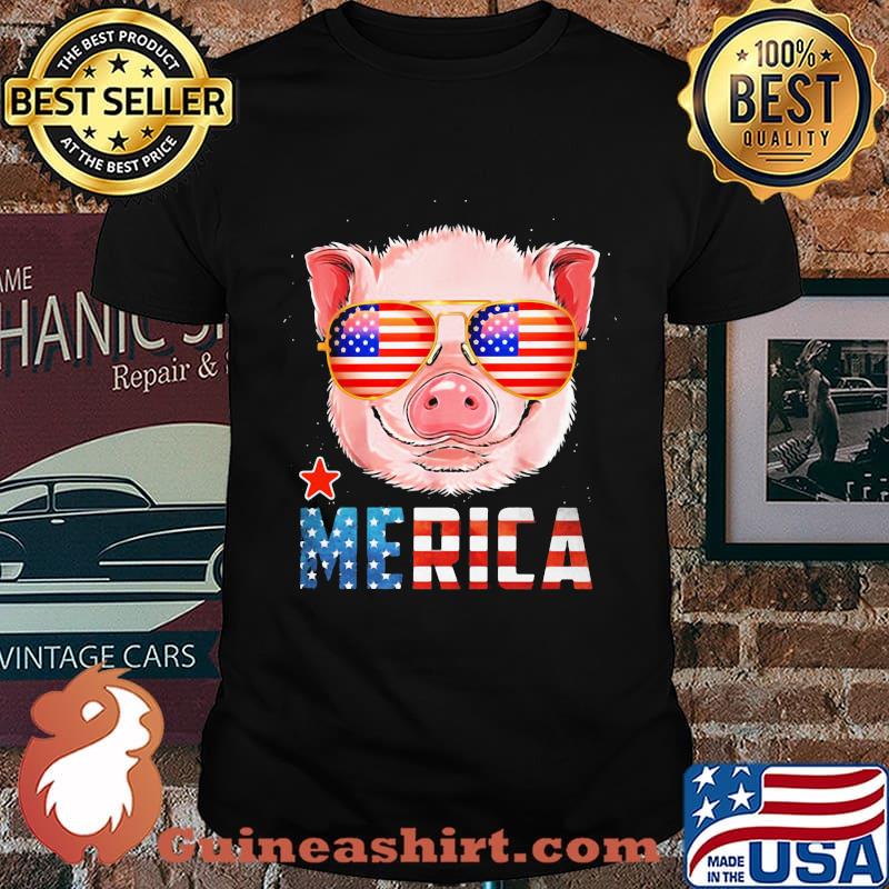 Pig Cute Merica American Flag Star Shirt