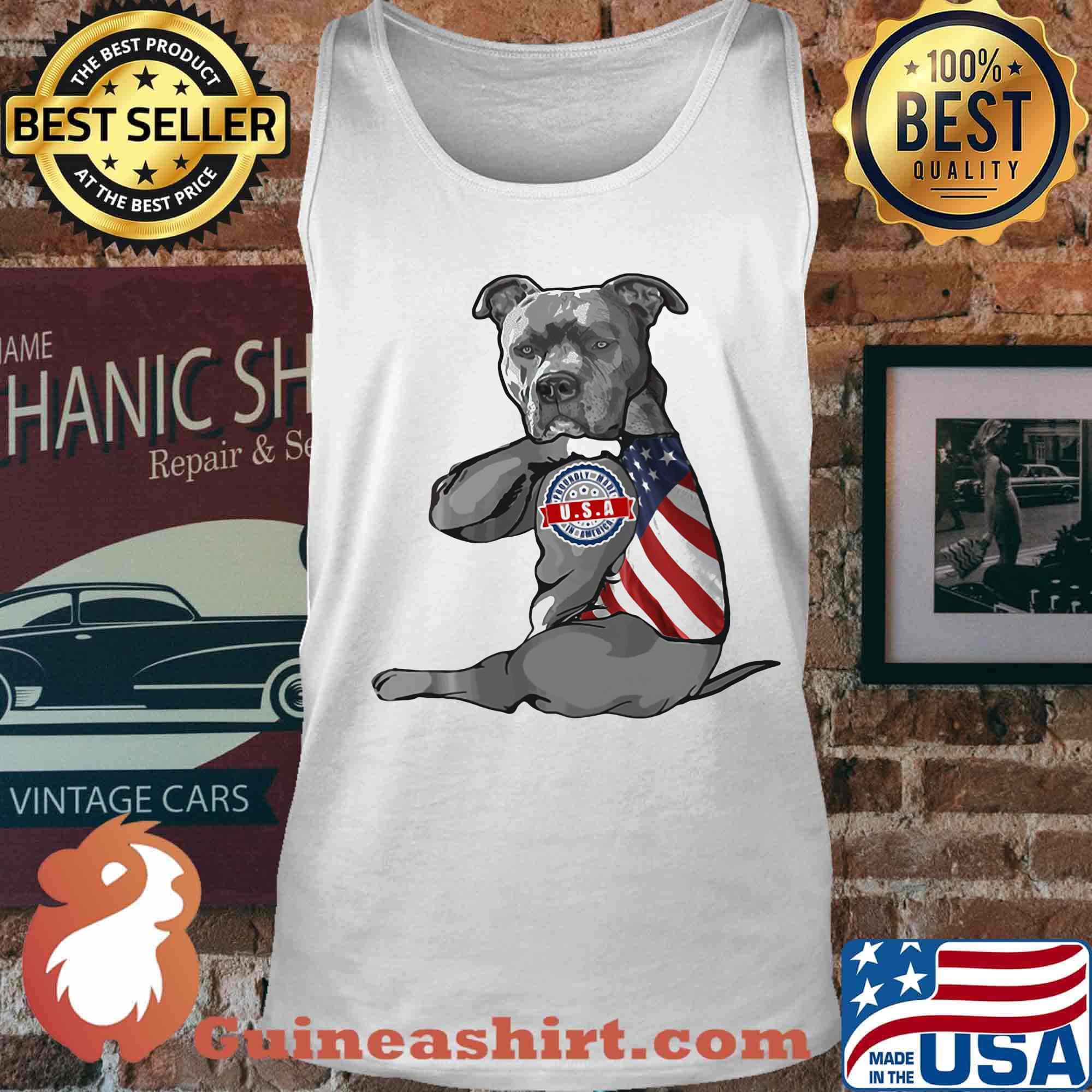 Pitbull tattoos usa 4th of july independence day s Tank top