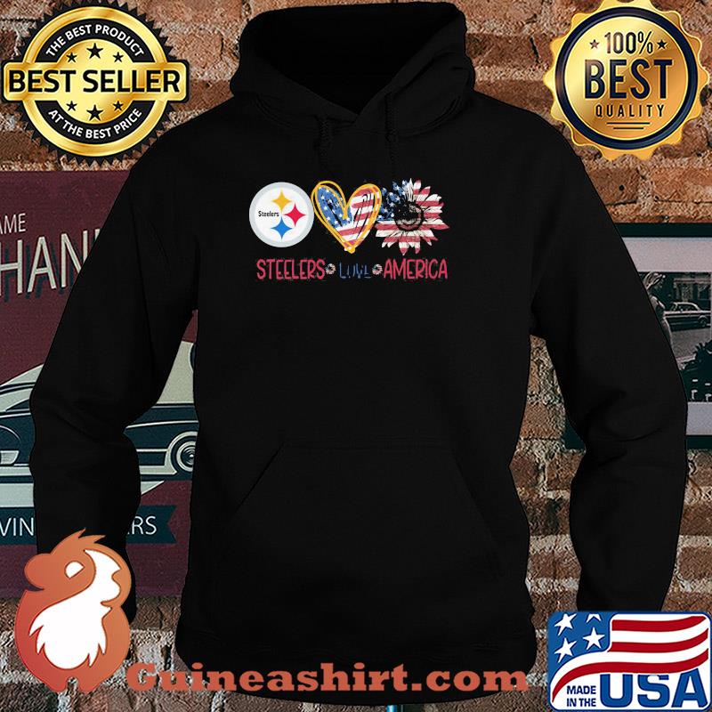 Pittsburgh Steelers love american flag independence day sunflower heart s Hoodie