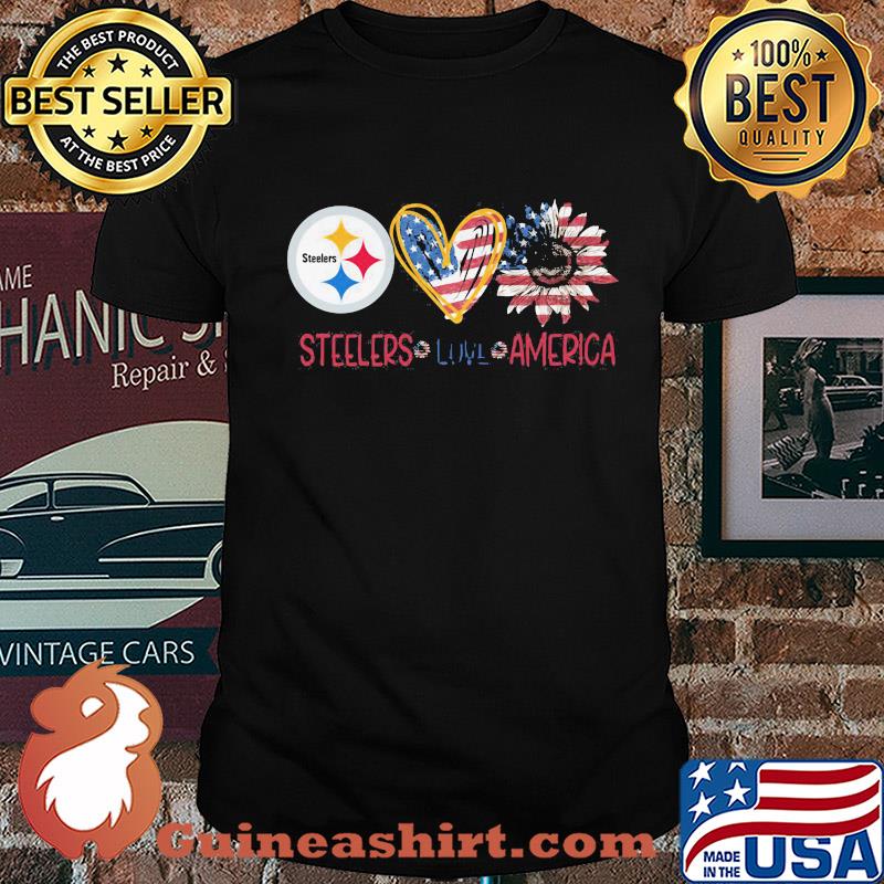 Pittsburgh Steelers love american flag independence day sunflower heart shirt