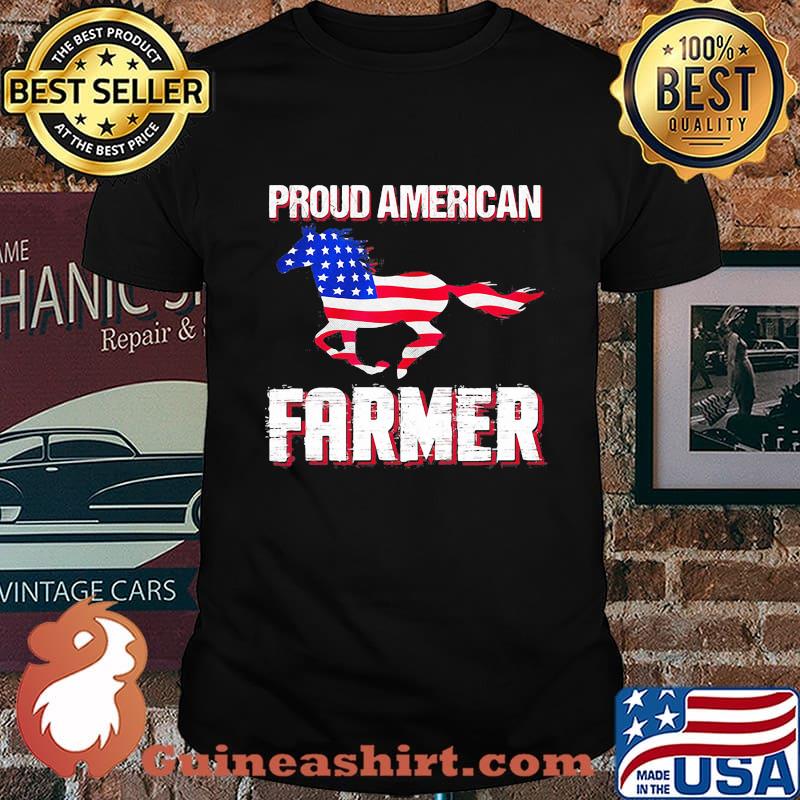 Proud American farmer horse flag veteran Independence day shirt