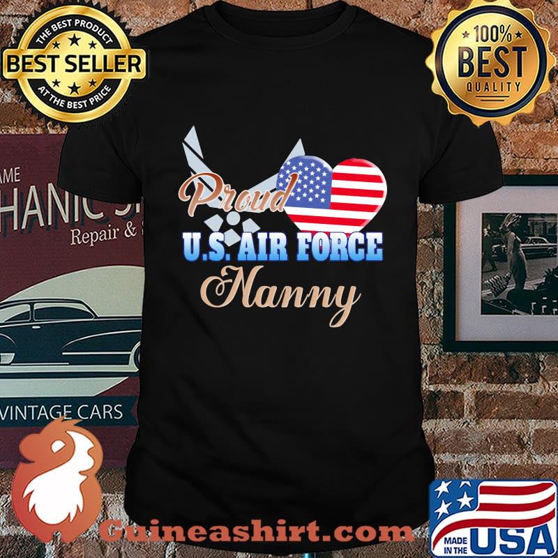 Proud u.s.air force nanny heart american flag independence day shirt