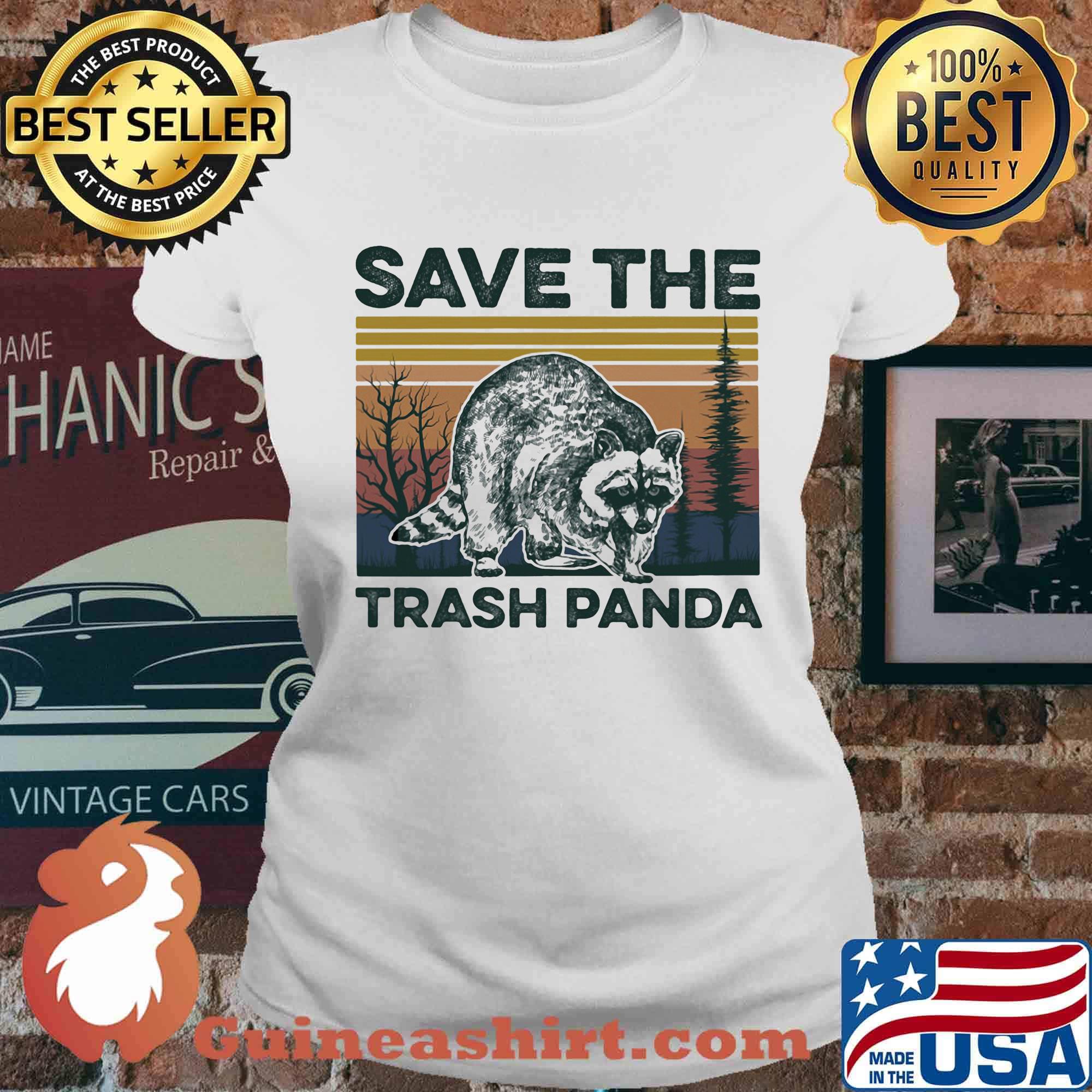 Raccoon save the trash panda vintage retro s Ladies tee