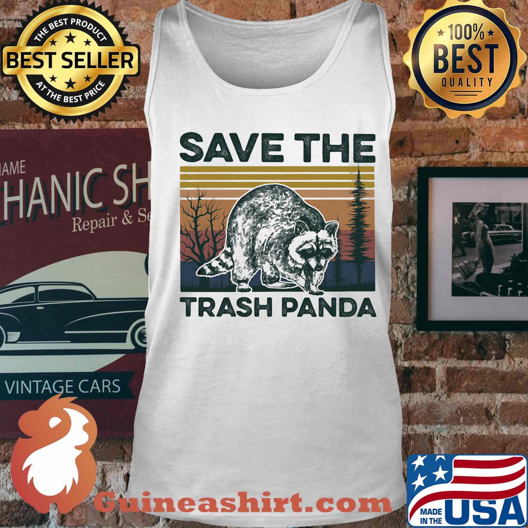 Raccoon save the trash panda vintage retro s Tank top