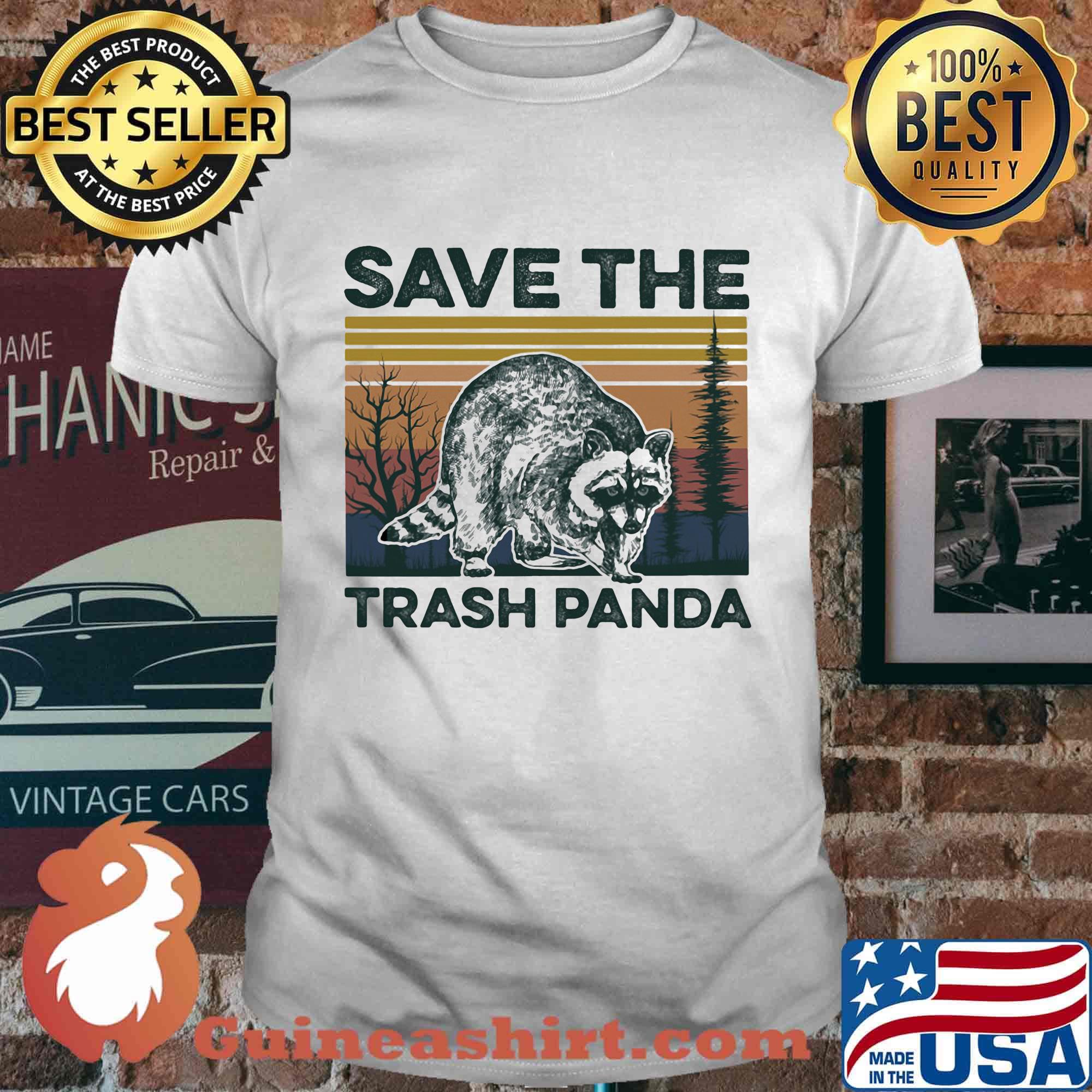 Raccoon save the trash panda vintage retro shirt