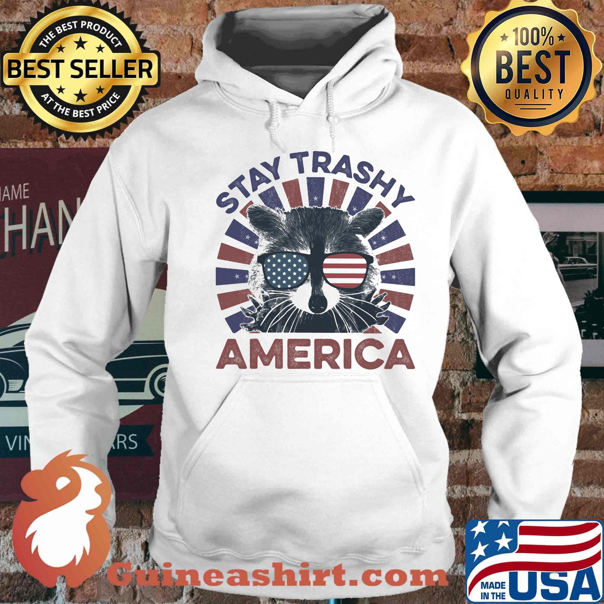 Raccoon stay trashy america flag independence day s Hoodie