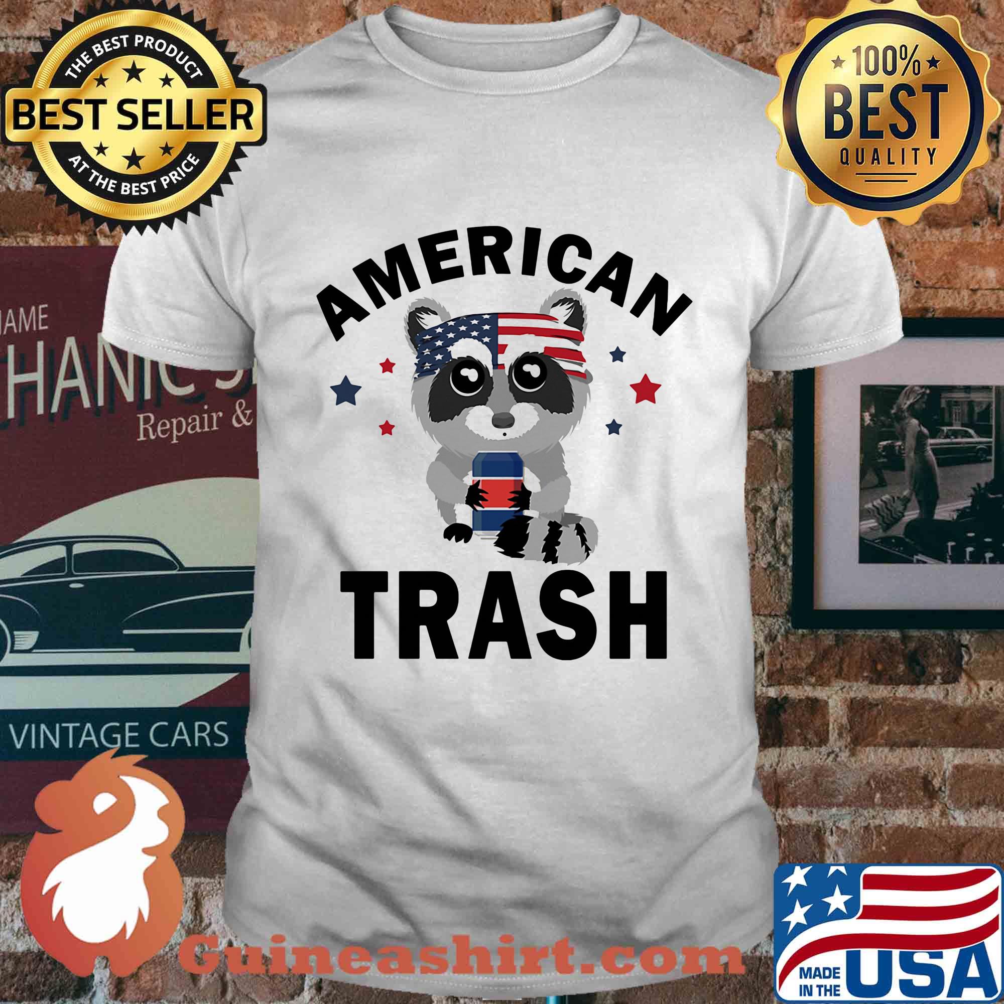 Racoon American trash flag veteran Independence day shirt