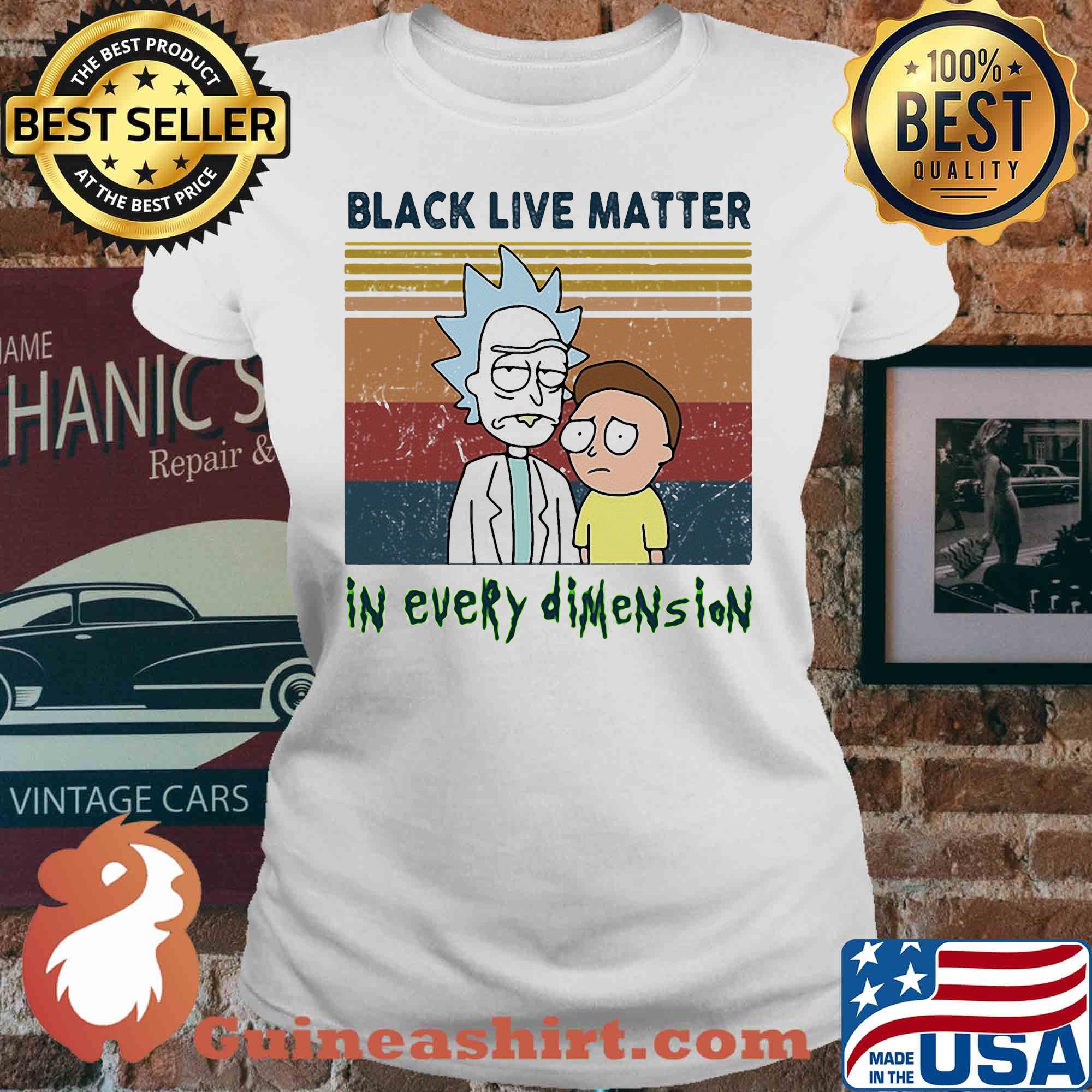 Rick and morty black live matter in every dimension vintage retro s V-neck