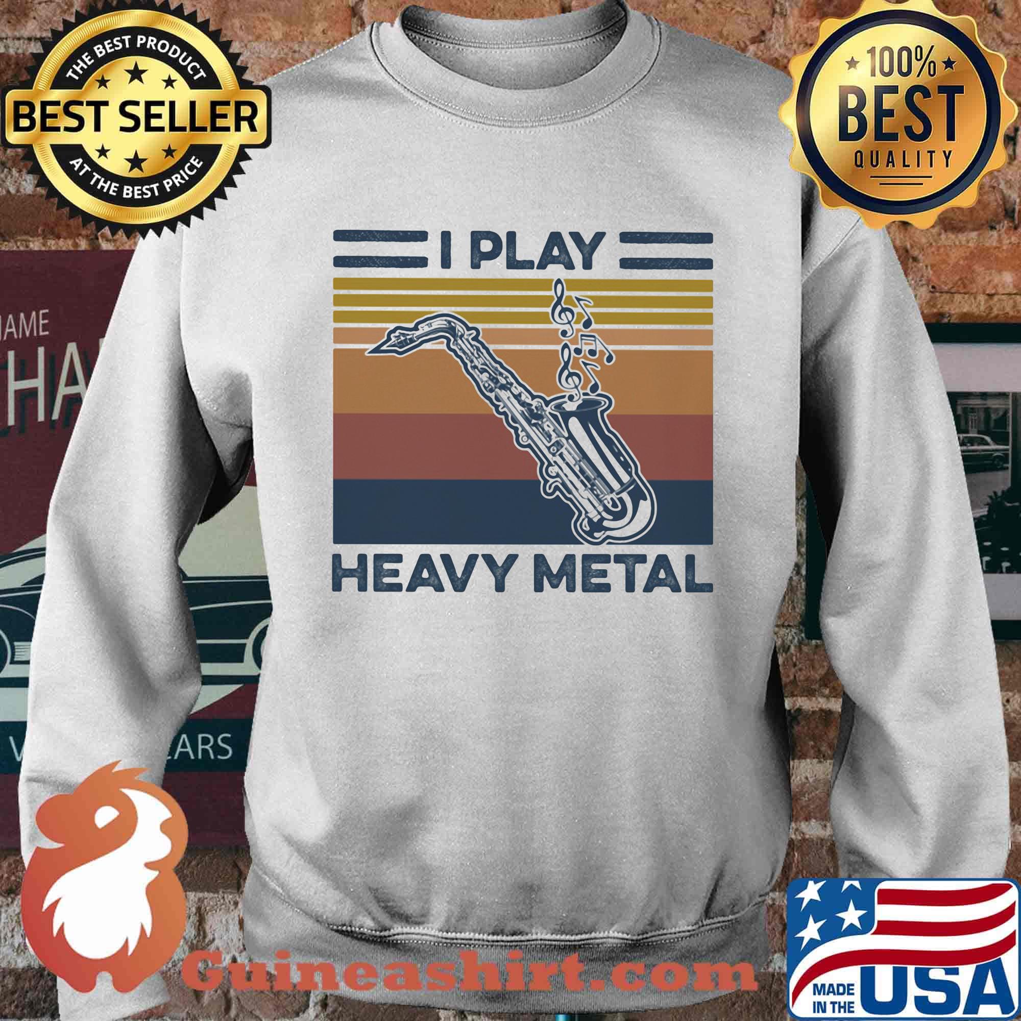 Saxophone I play heavy metal vintage retro s Sweater