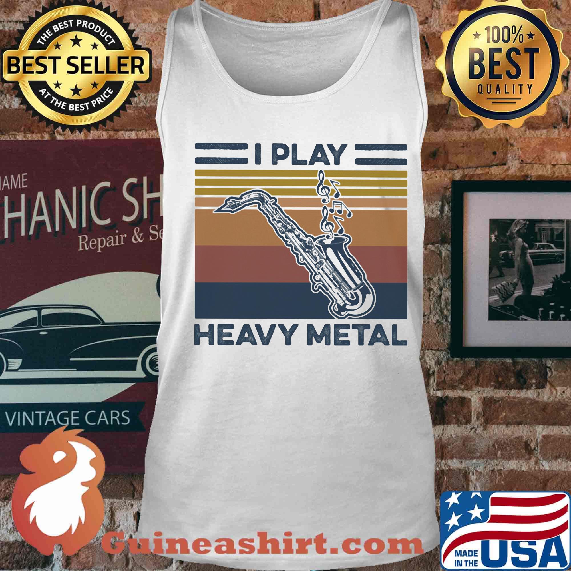 Saxophone I play heavy metal vintage retro s Tank top