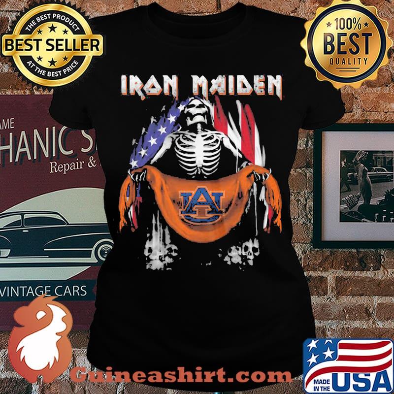 Skeleton iron maiden auburn tigers logo american flag independence day s Laides tee