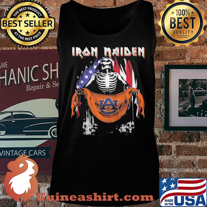 Skeleton iron maiden auburn tigers logo american flag independence day s Tank top
