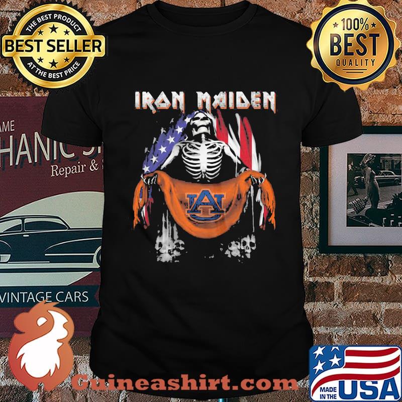 Skeleton iron maiden auburn tigers logo american flag independence day shirt