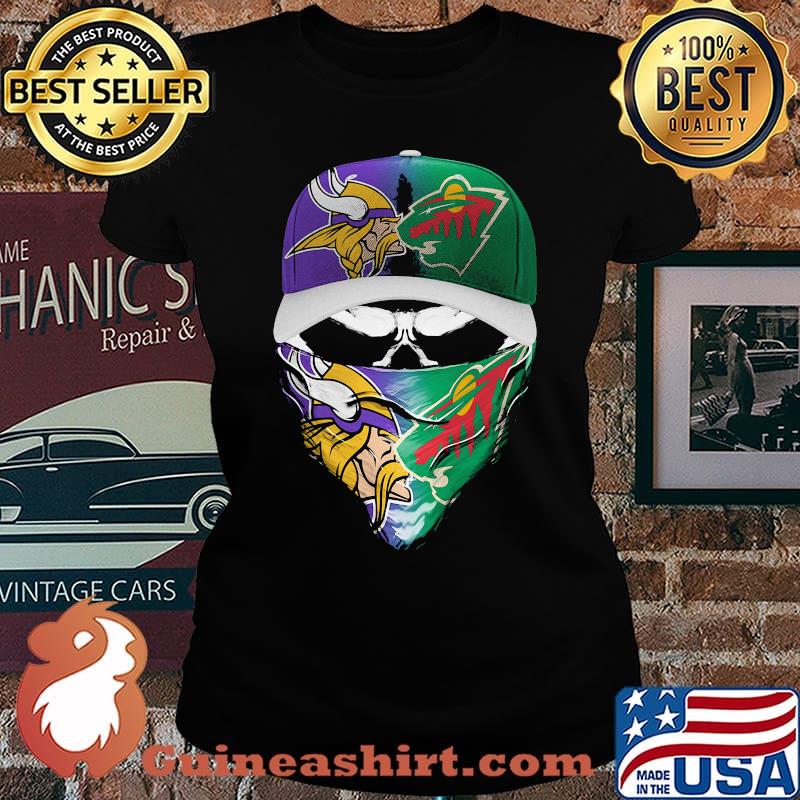 Skull mask minnesota vikings and minnesota wild shirt