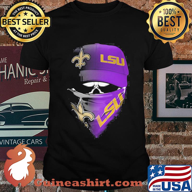 Skull mask new orleans saints and LSU Tigers football shirt