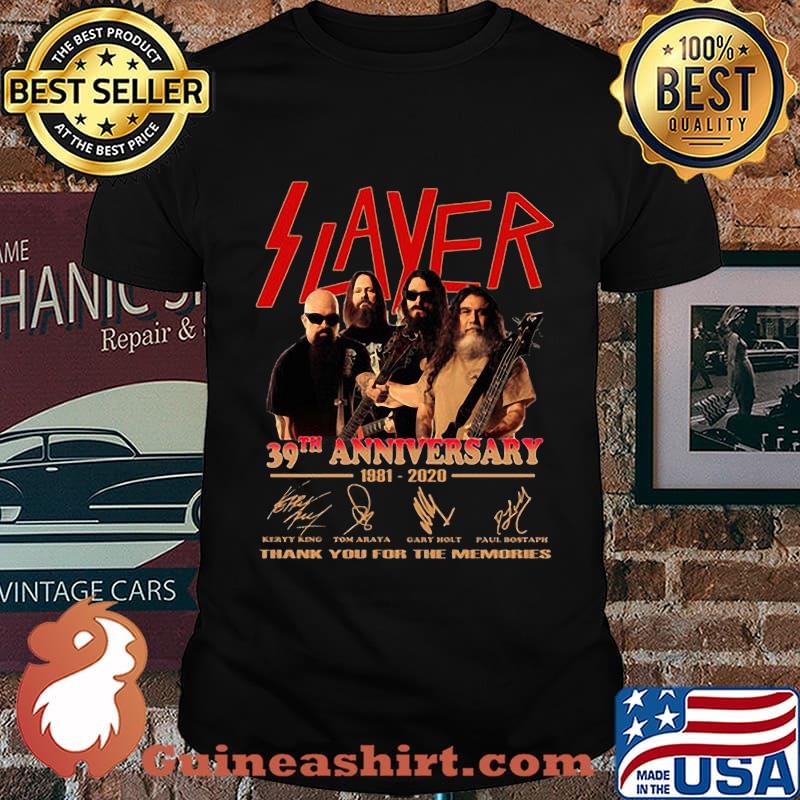 Slayer band 39th anniversary 1981 2020 thank you for the memories signatures shirt