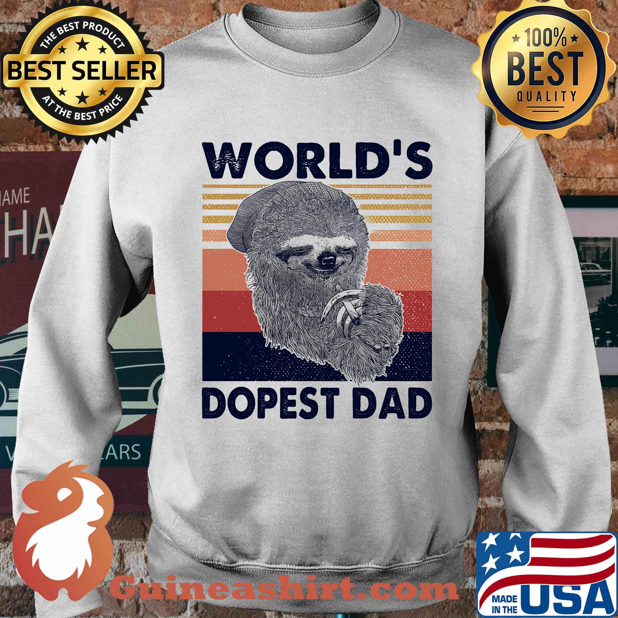Sloth world's dopest dad happy father's day vintage retro s Sweater