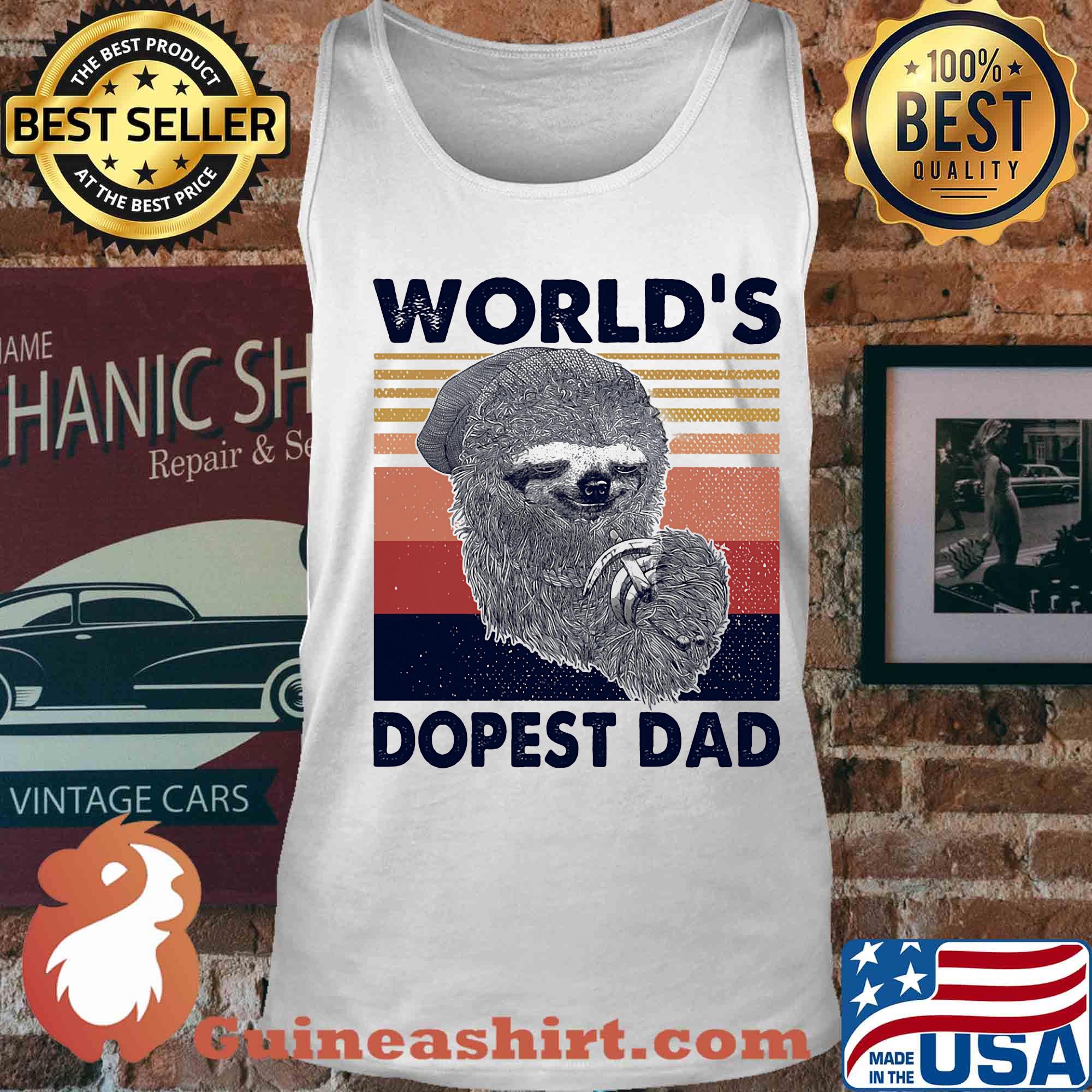 Sloth world's dopest dad happy father's day vintage retro s Tank top