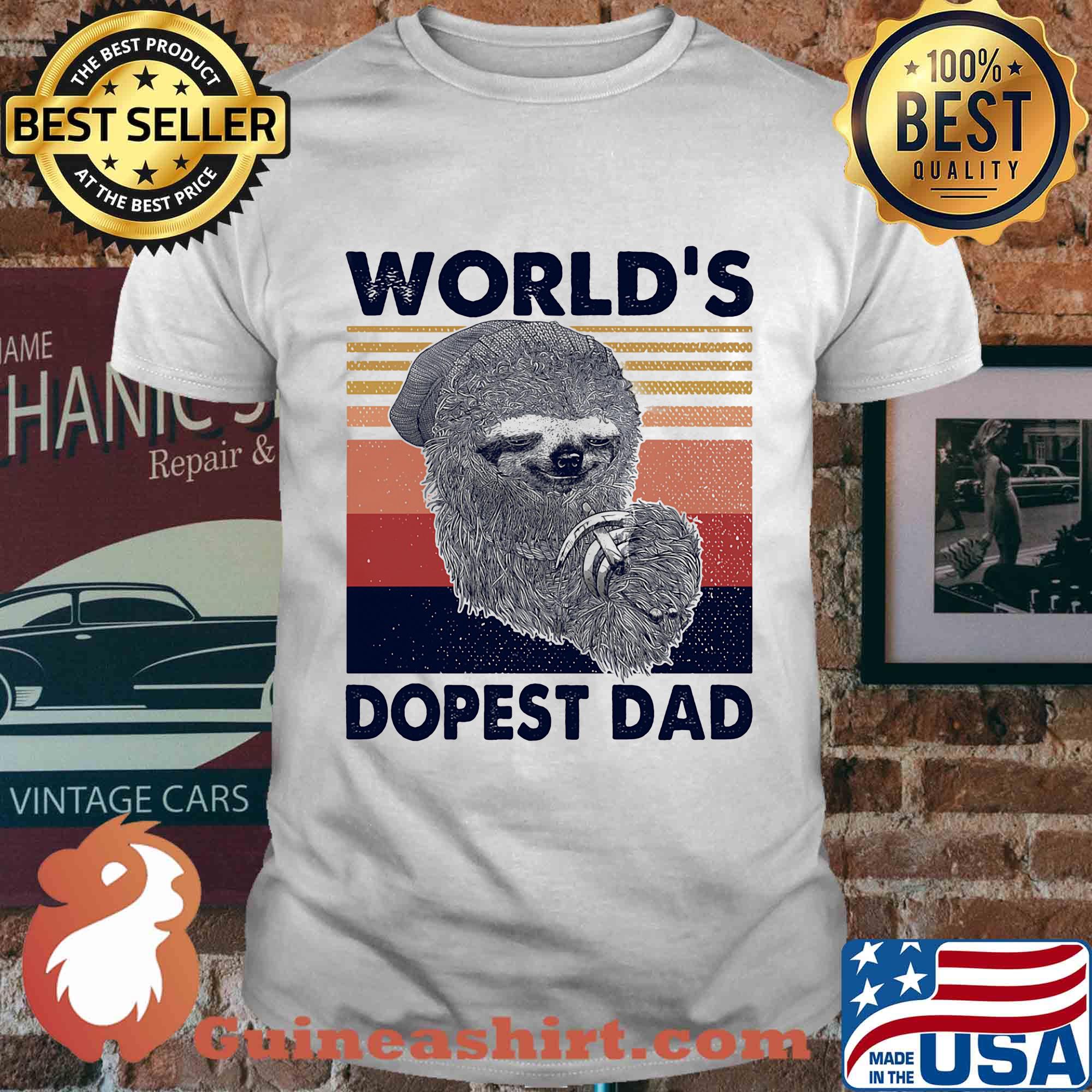 Sloth world's dopest dad happy father's day vintage retro shirt