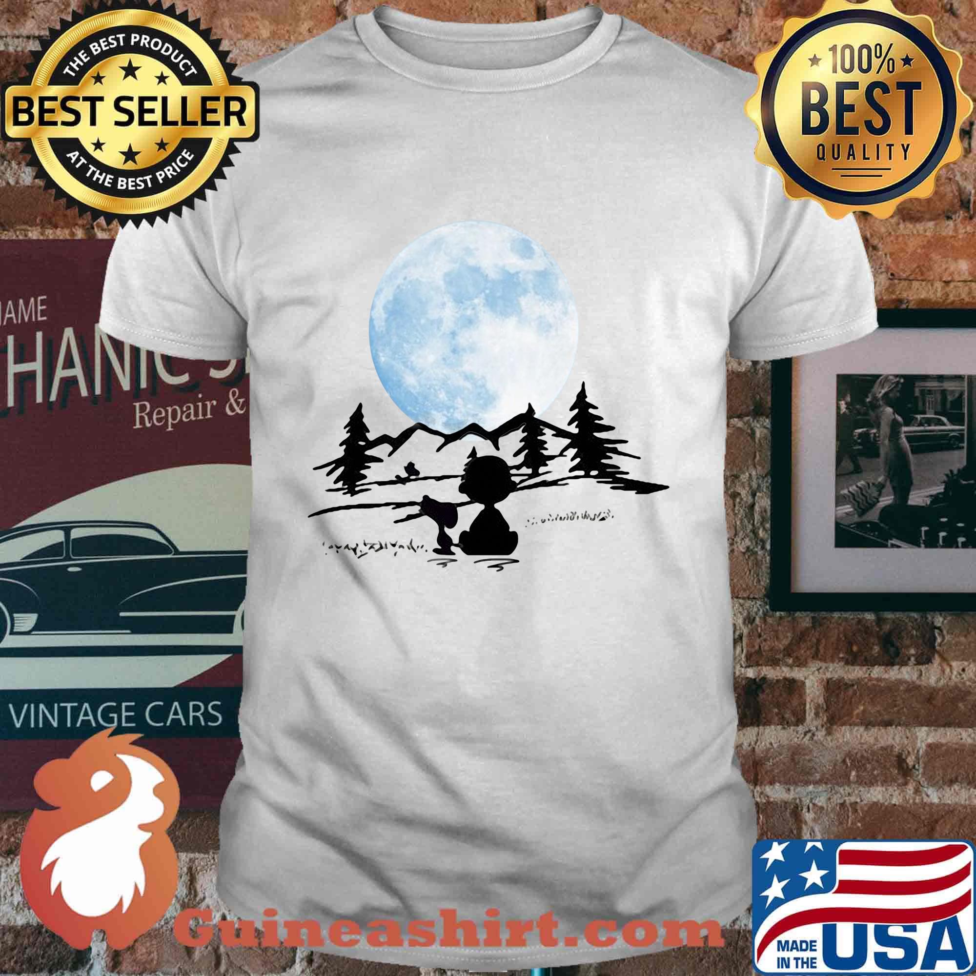 Snoopy and charlie brown camping moon shirt