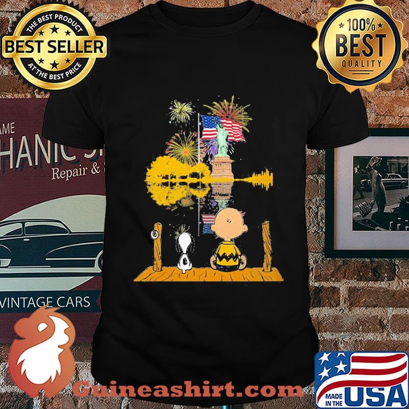 Snoopy and charlie brown firework american flag independence day shirt