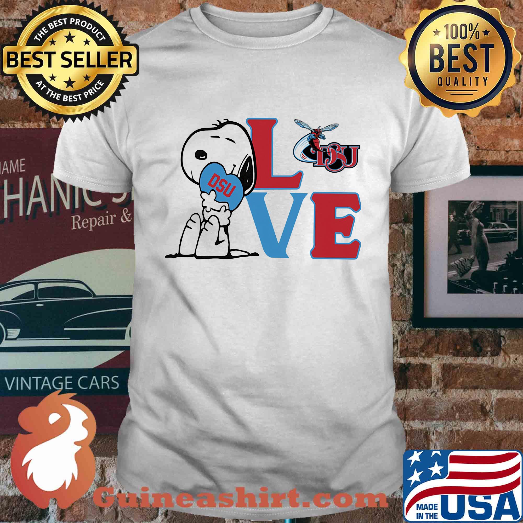 Snoopy love dsu delaware state university heart shirt