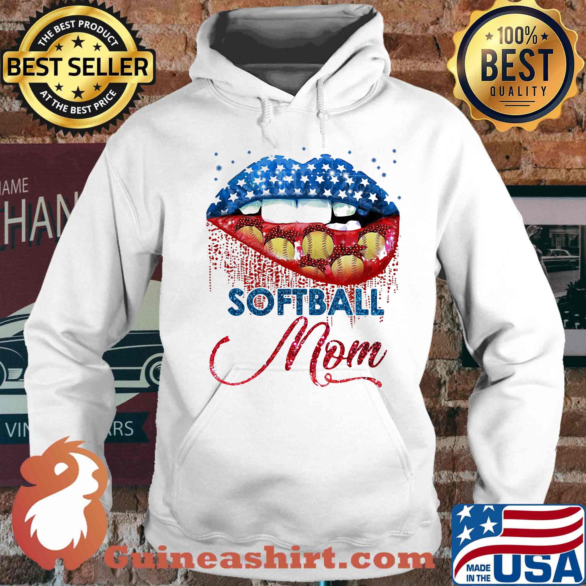 Softball Mom Lips Color Shirt Hoodie