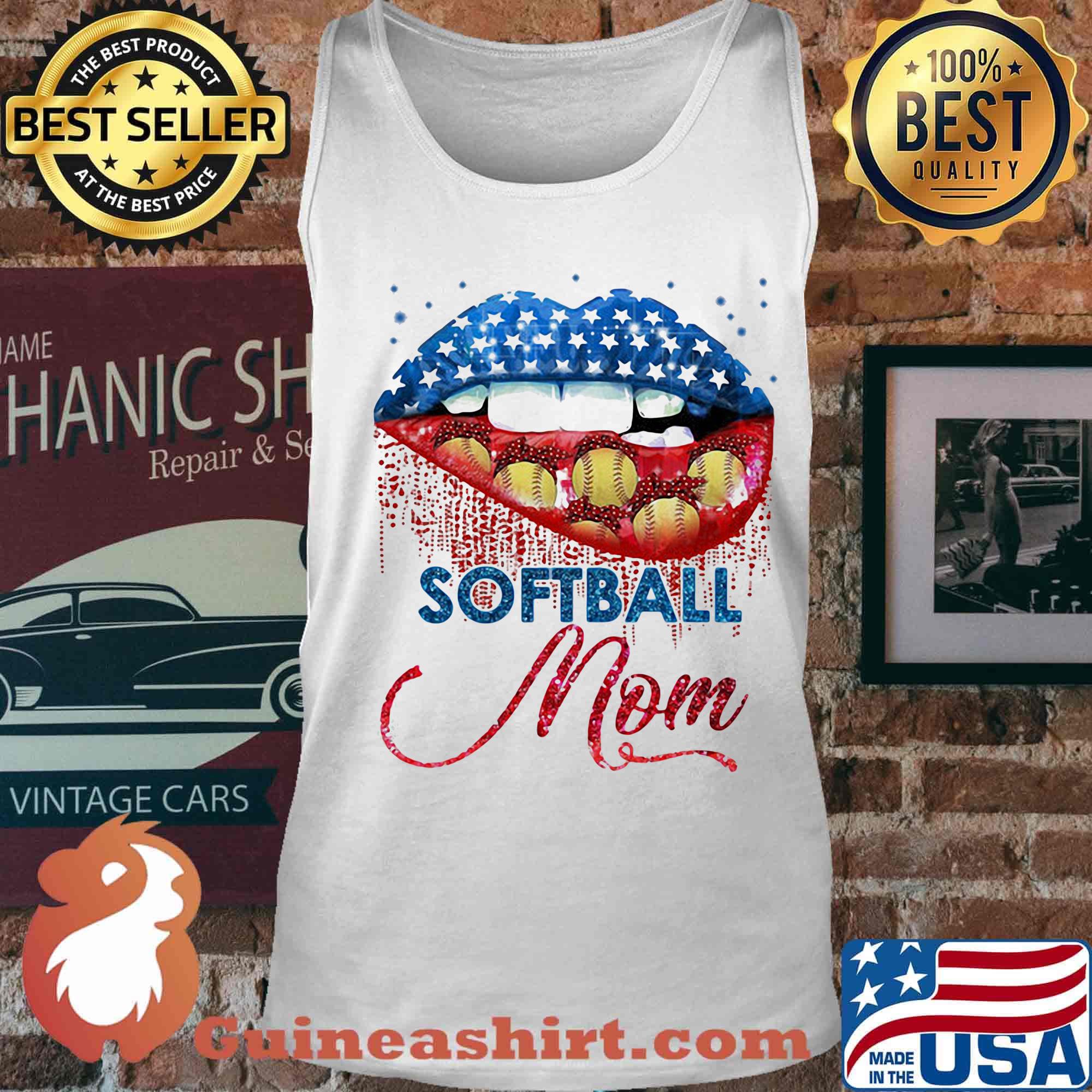Softball Mom Lips Color Shirt Tank top
