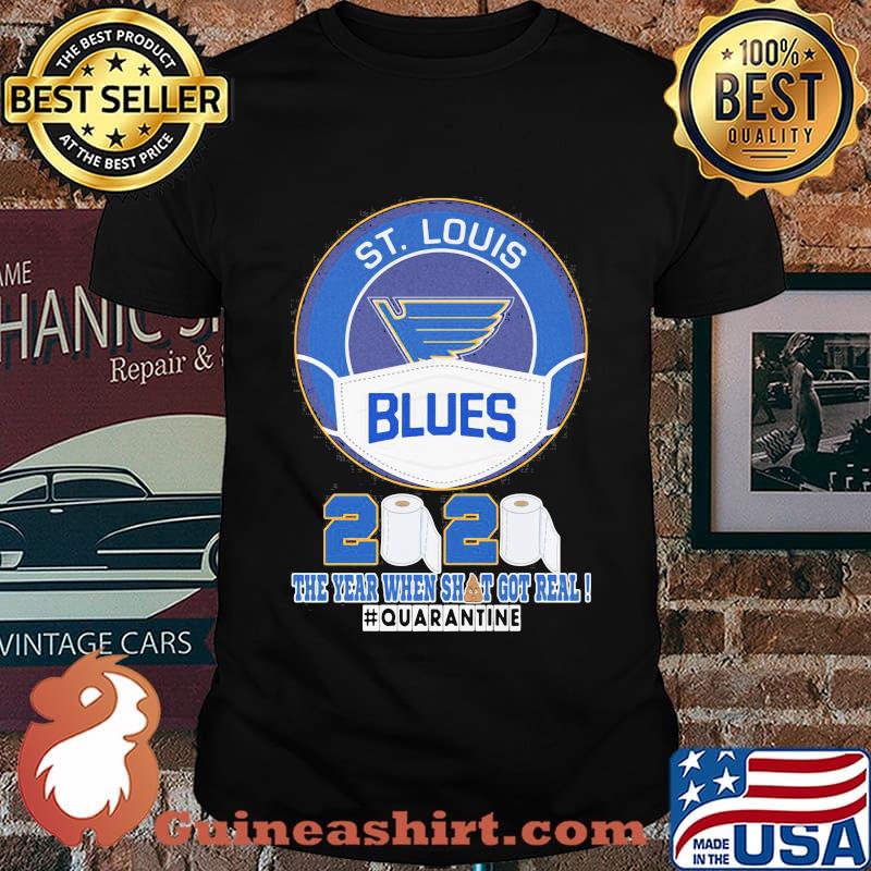 St. Louis blue hockey mask 2020 the year when shit got real quarantine toilet paper shirt