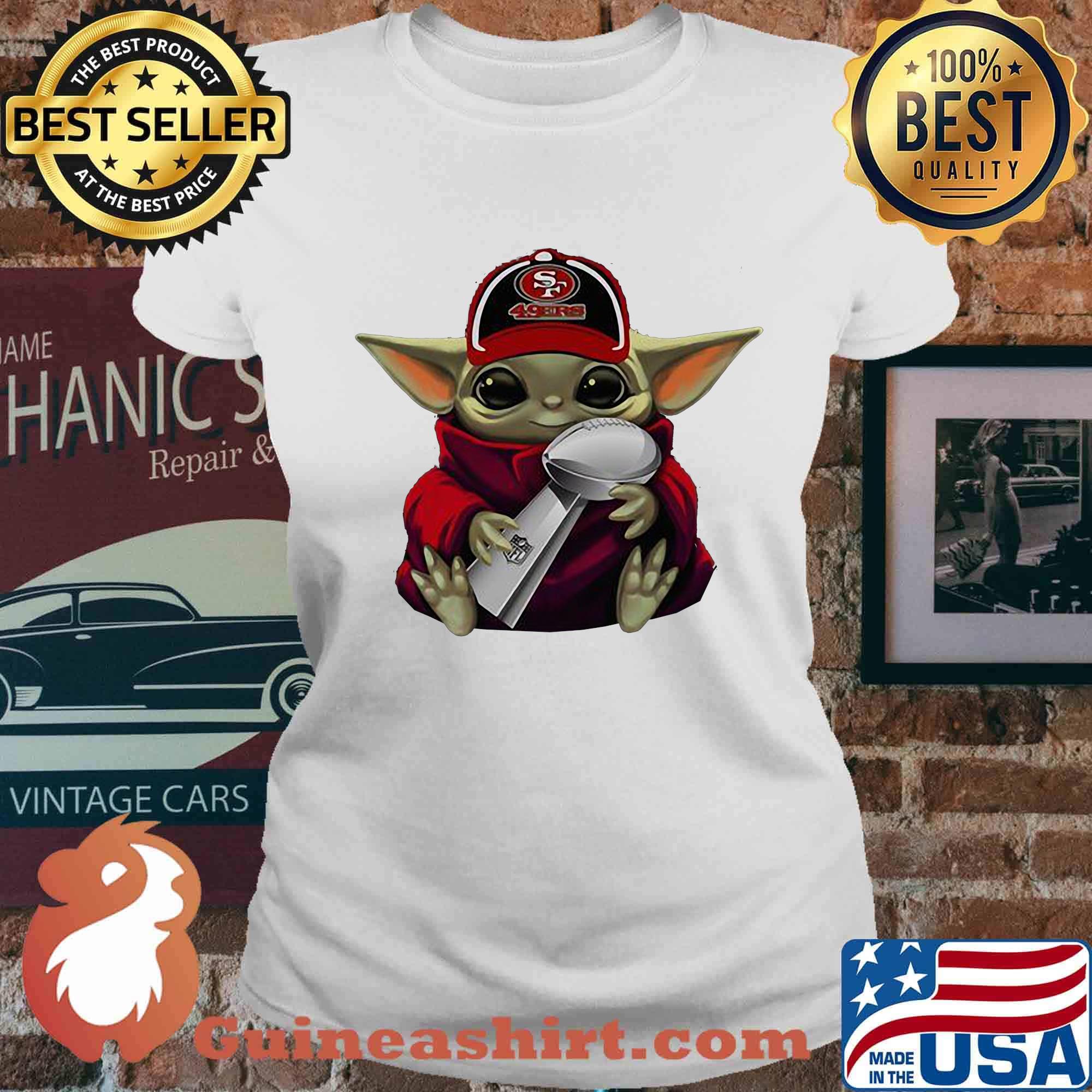 Star wars baby yoda hug san francisco 49ers champions s Ladies tee