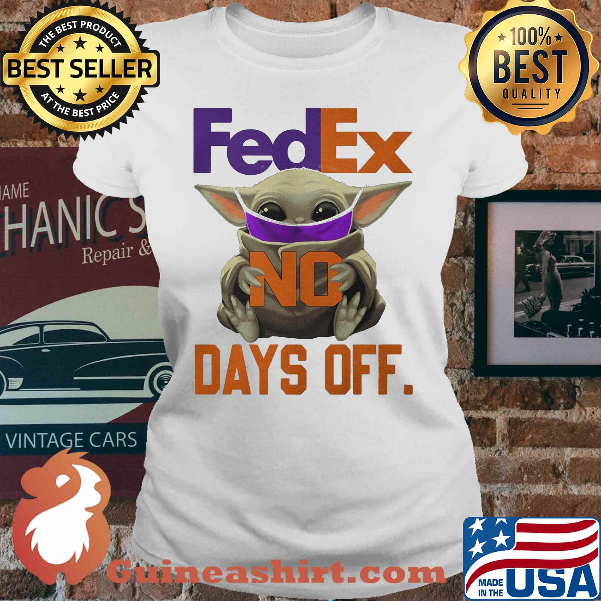 Star wars baby yoda mask fedex no days off s V-neck