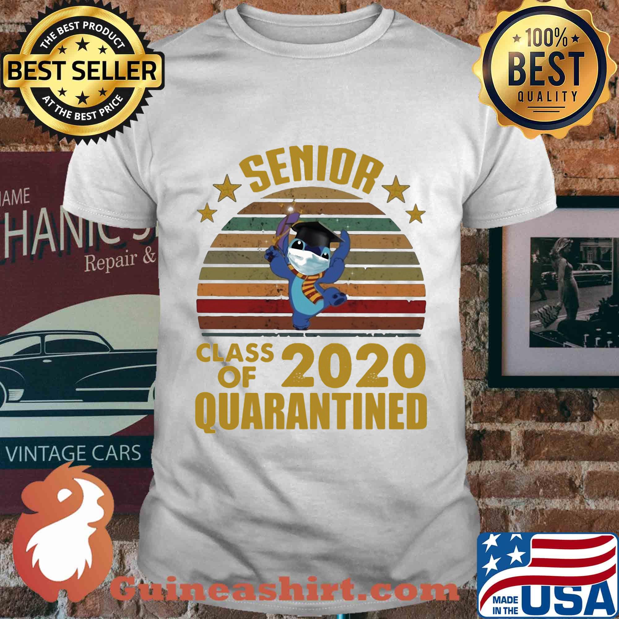 Stitch mask senior class of 2020 quarantined star vintage retro shirt