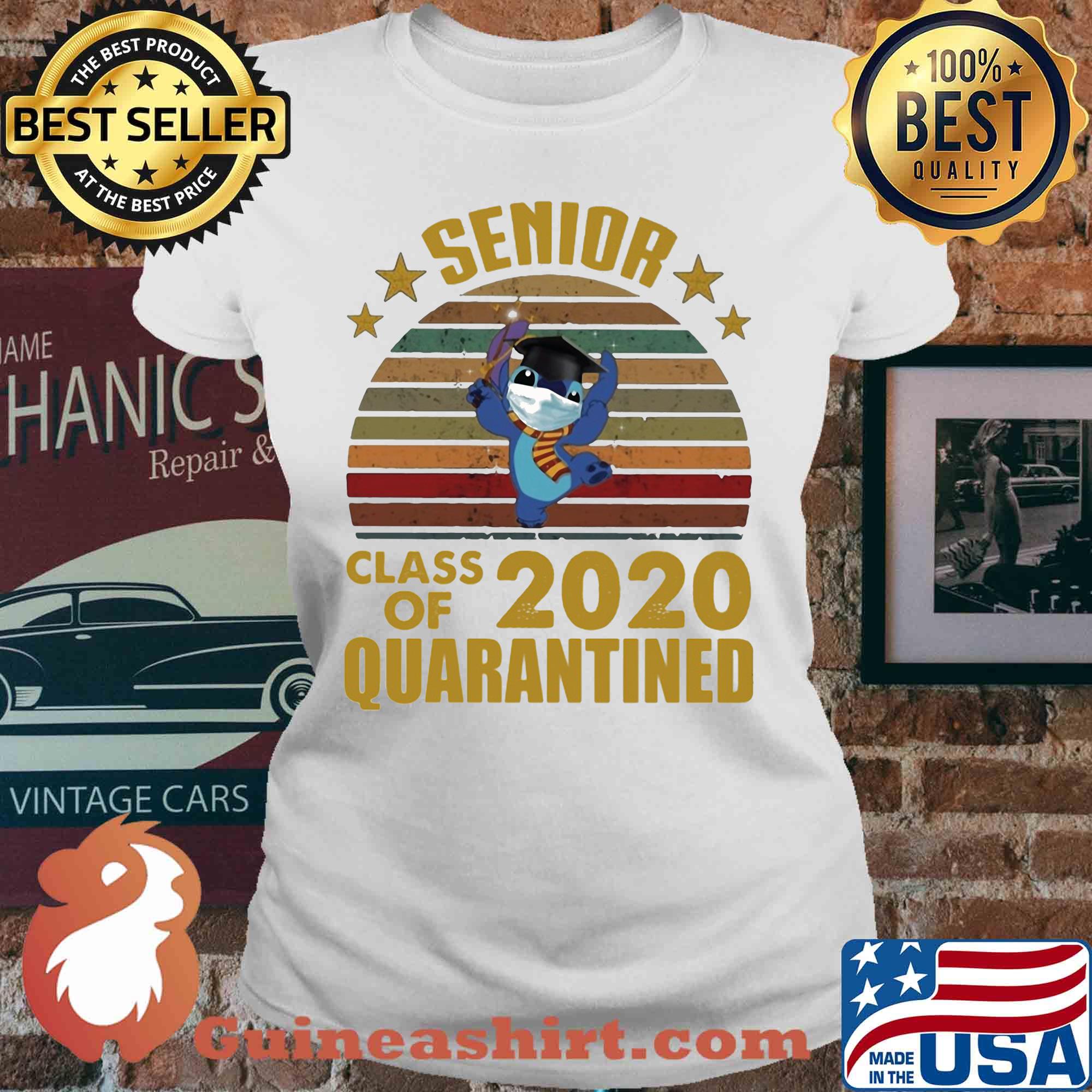 Stitch mask senior class of 2020 quarantined star vintage retro s V-neck