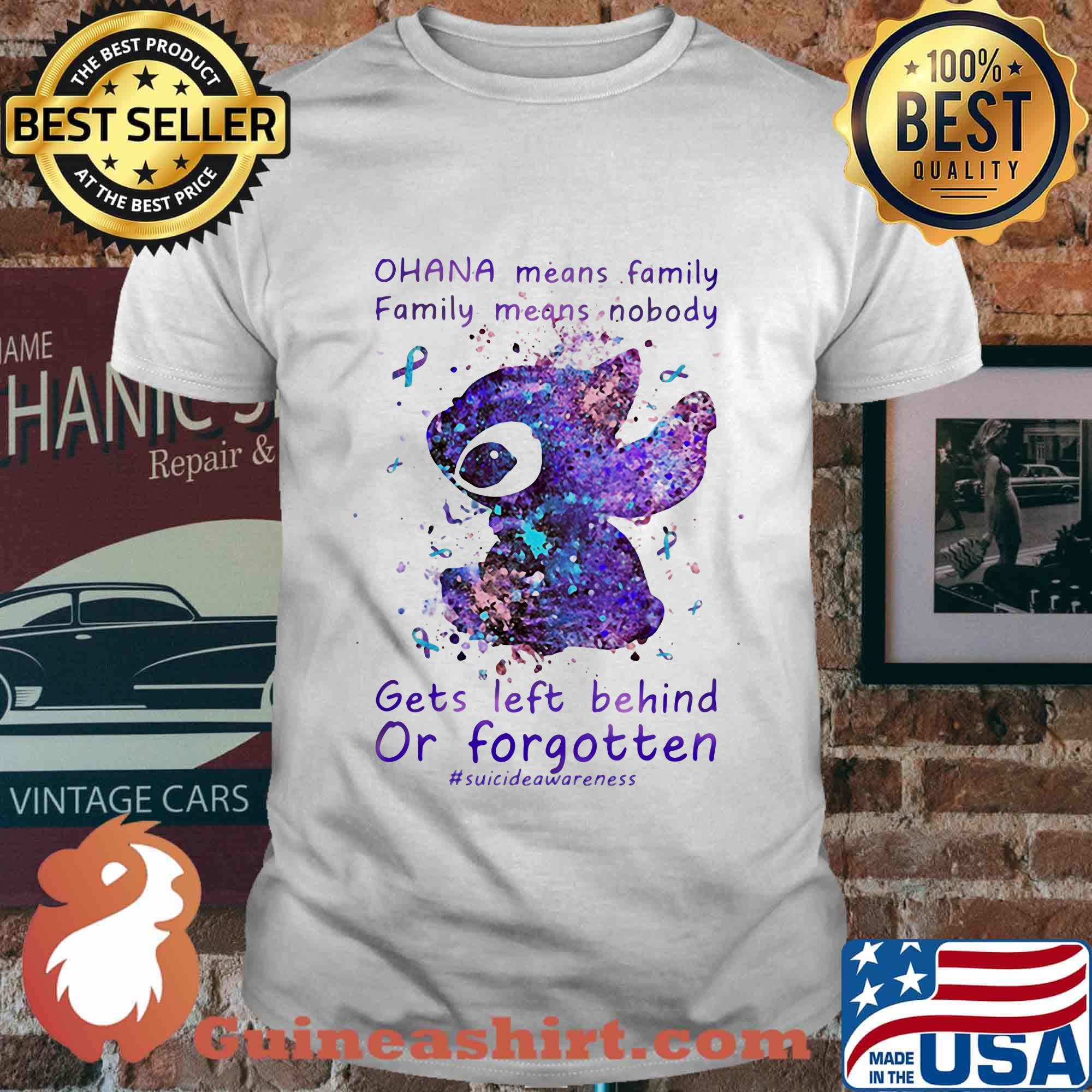 Stitch ohana means family cancer awareness shirt