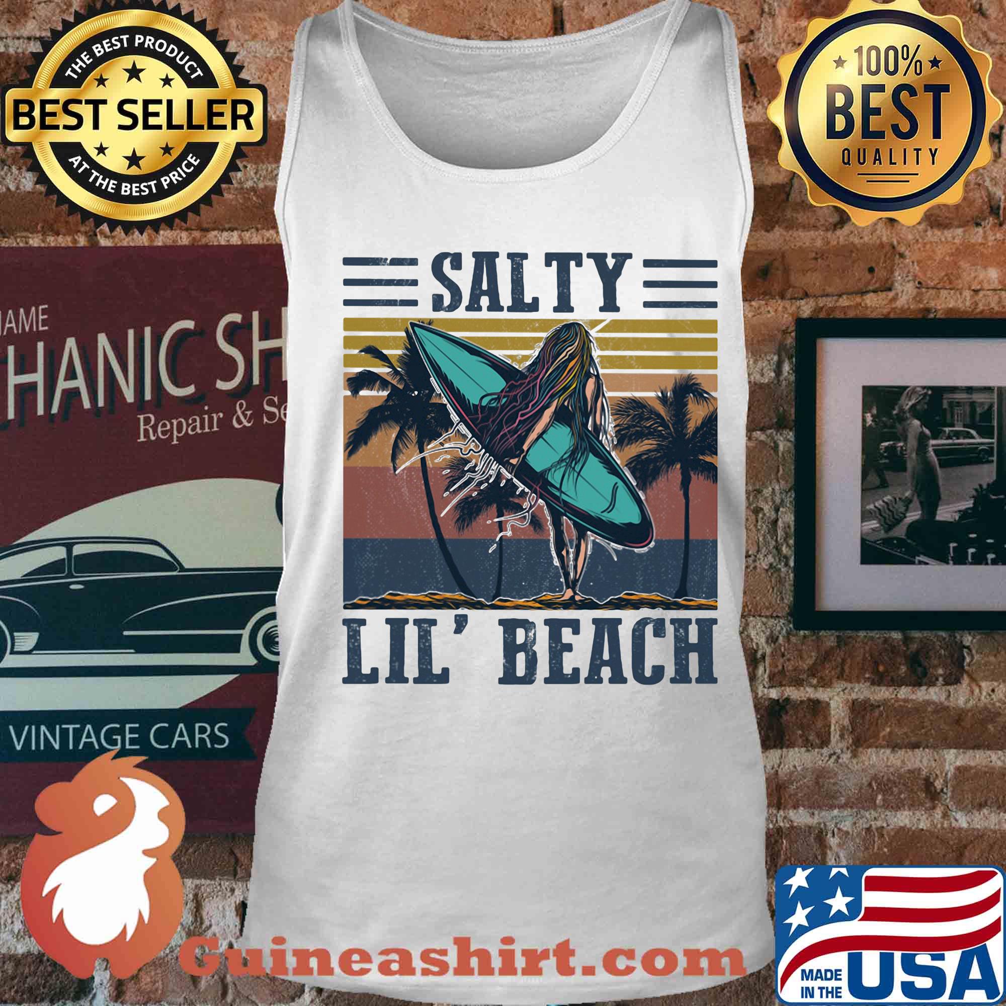 Surfing salty lil' beach vintage retro s Tank top