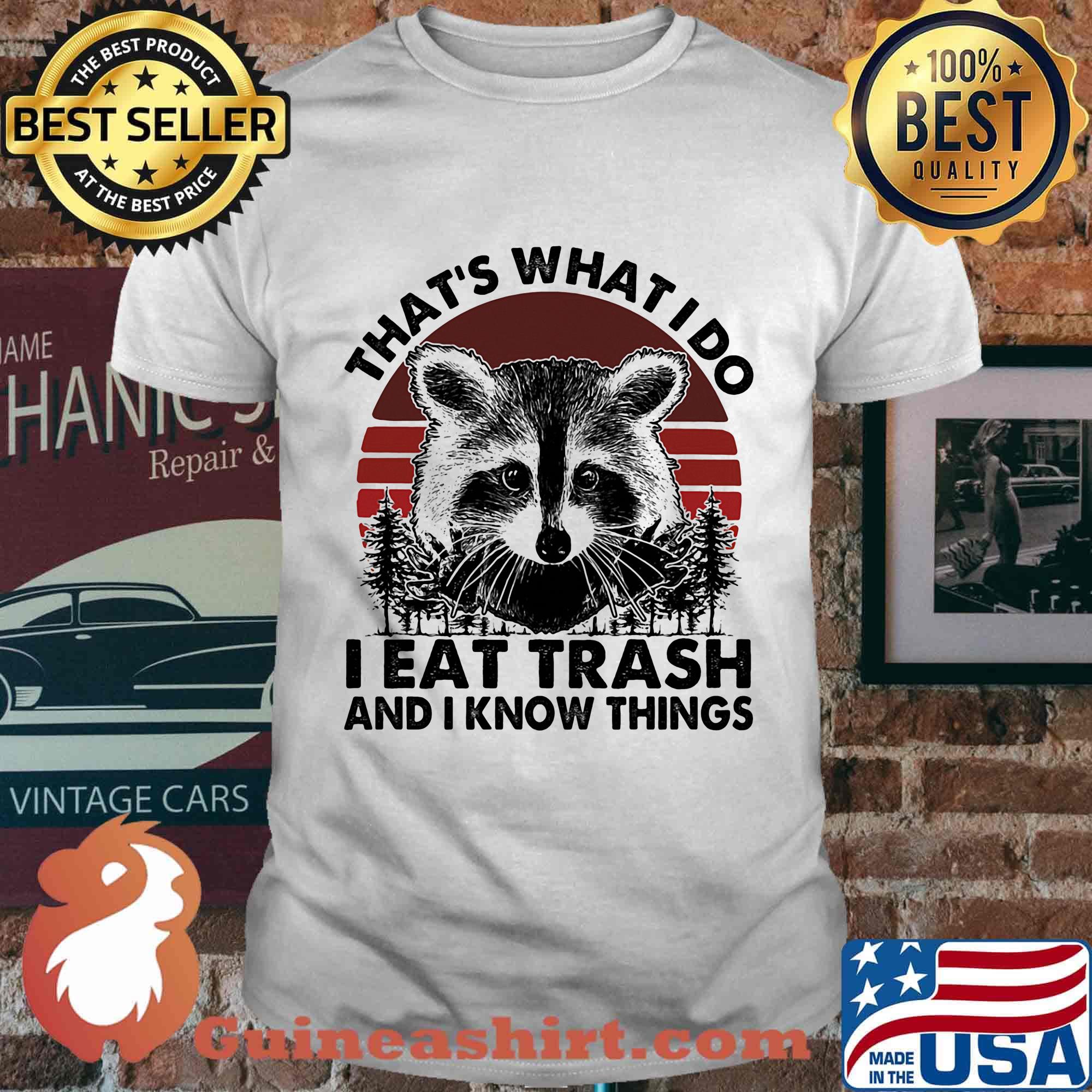 That's What I Do I Eat Trash And I Know Things Sunset Bear Shirt