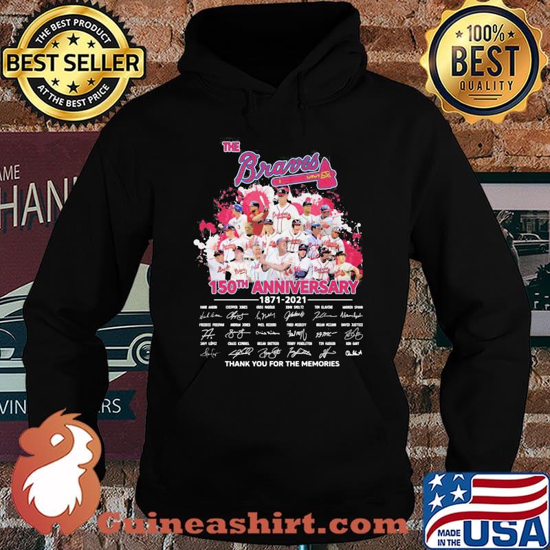 The atlanta braves baseball 150th anniversary 1871 2021 thank you for the memories signatures s Hoodie